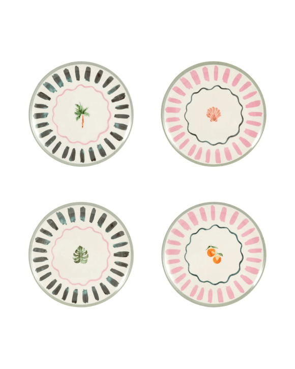 4 Pack Tropical Dinner Plates
