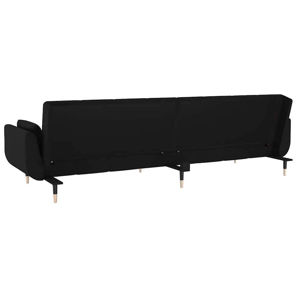 6 vidaXL 2-seater Sofa Bed With Two Pillows Velvet - Black, 6 of 8