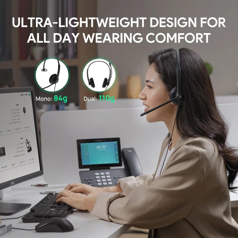 2 Yealink UH34 Lite Mono Corded On-Ear Headset Black, 2 of 5