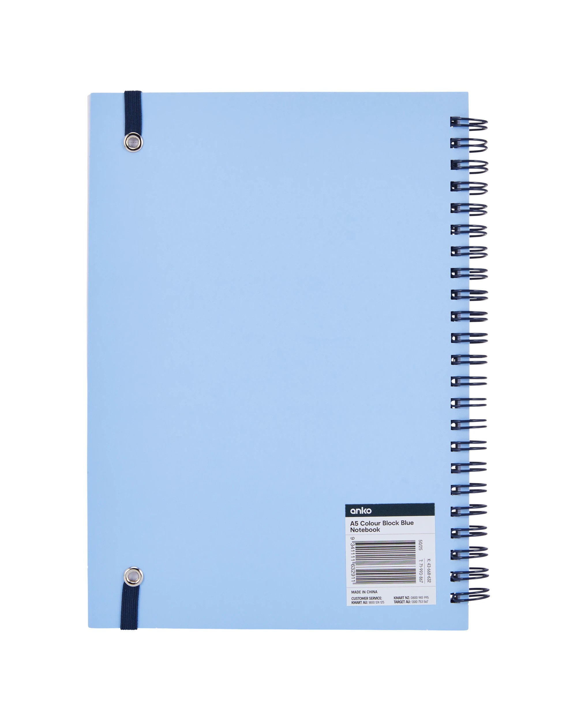 4 A5 Notebook Spiral Colour Blue 80gsm 160 Pages, 4 of 4