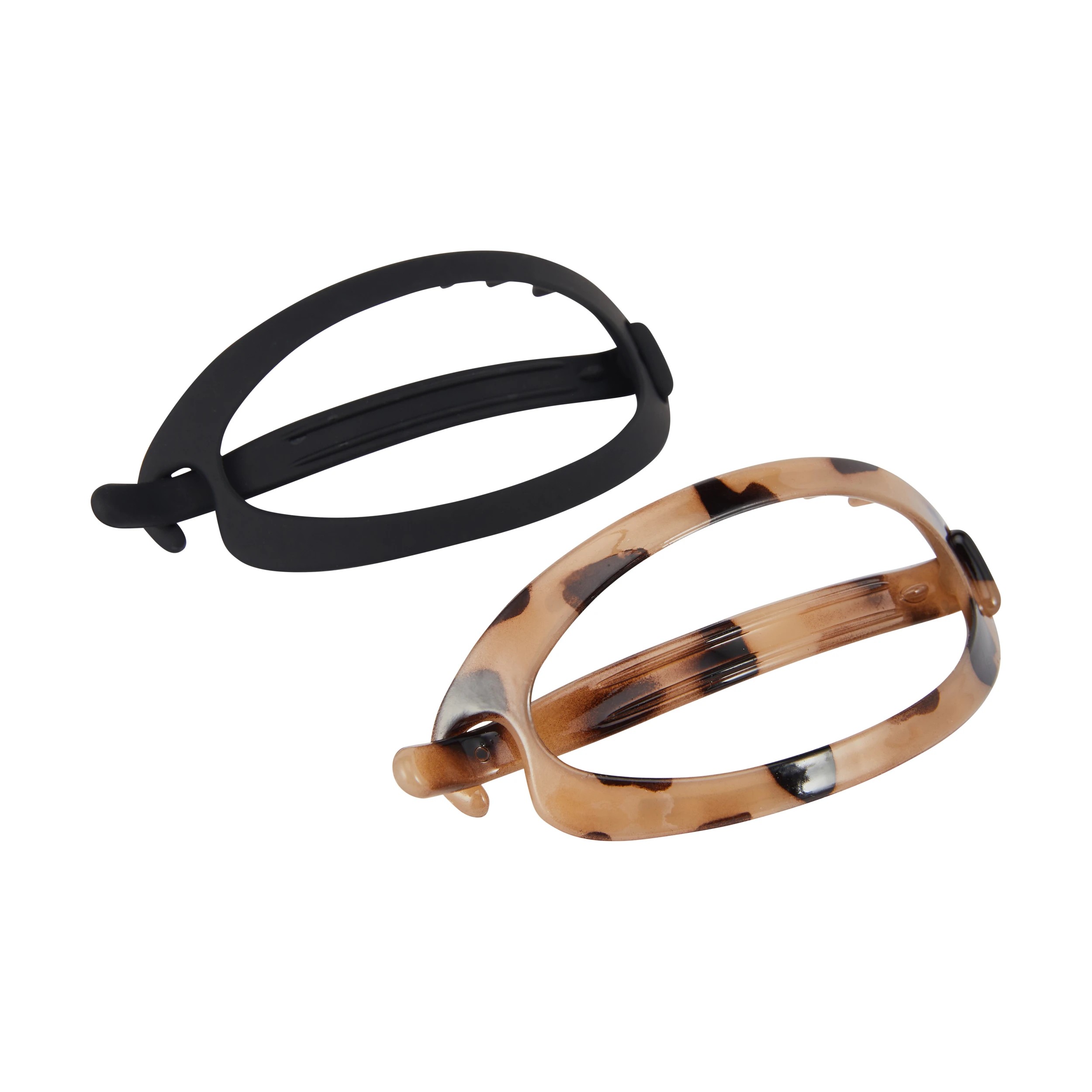 2 OXX Haircare 2 Piece Black and Tort Oval Clip, 2 of 3