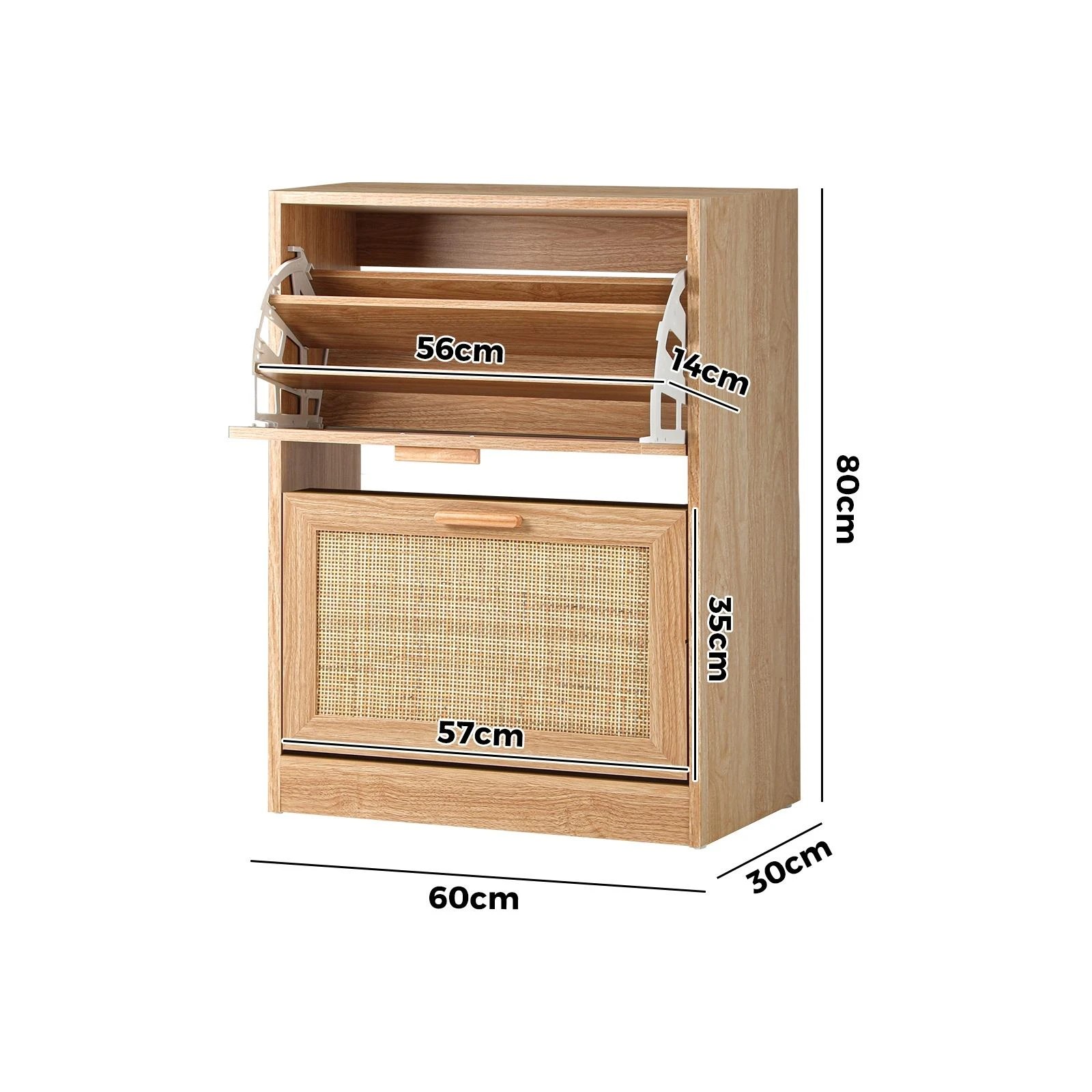 9 Oikiture Shoe Cabinet Storage 2 Doors Shoes Rack Organiser Rattan Shelf 30 Pairs
 - Natural, 9 of 9