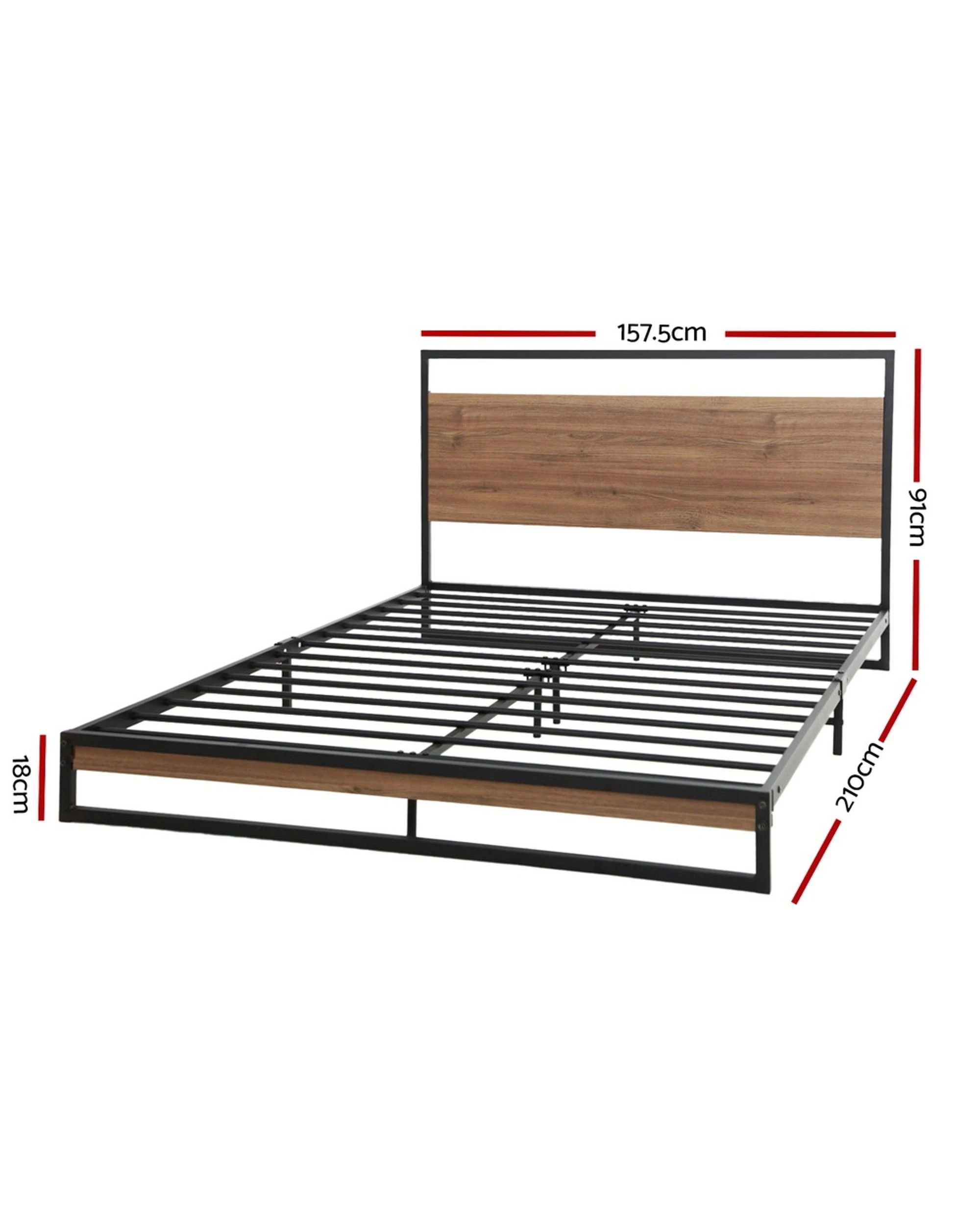 3 Artiss Bed Frame Queen Size Metal Frame Dane
 - Black, 3 of 6