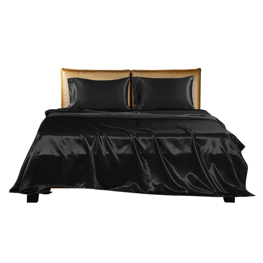 2 Dreamz Black Satin Bed Sheet Set - Queen Bed, 2 of 6