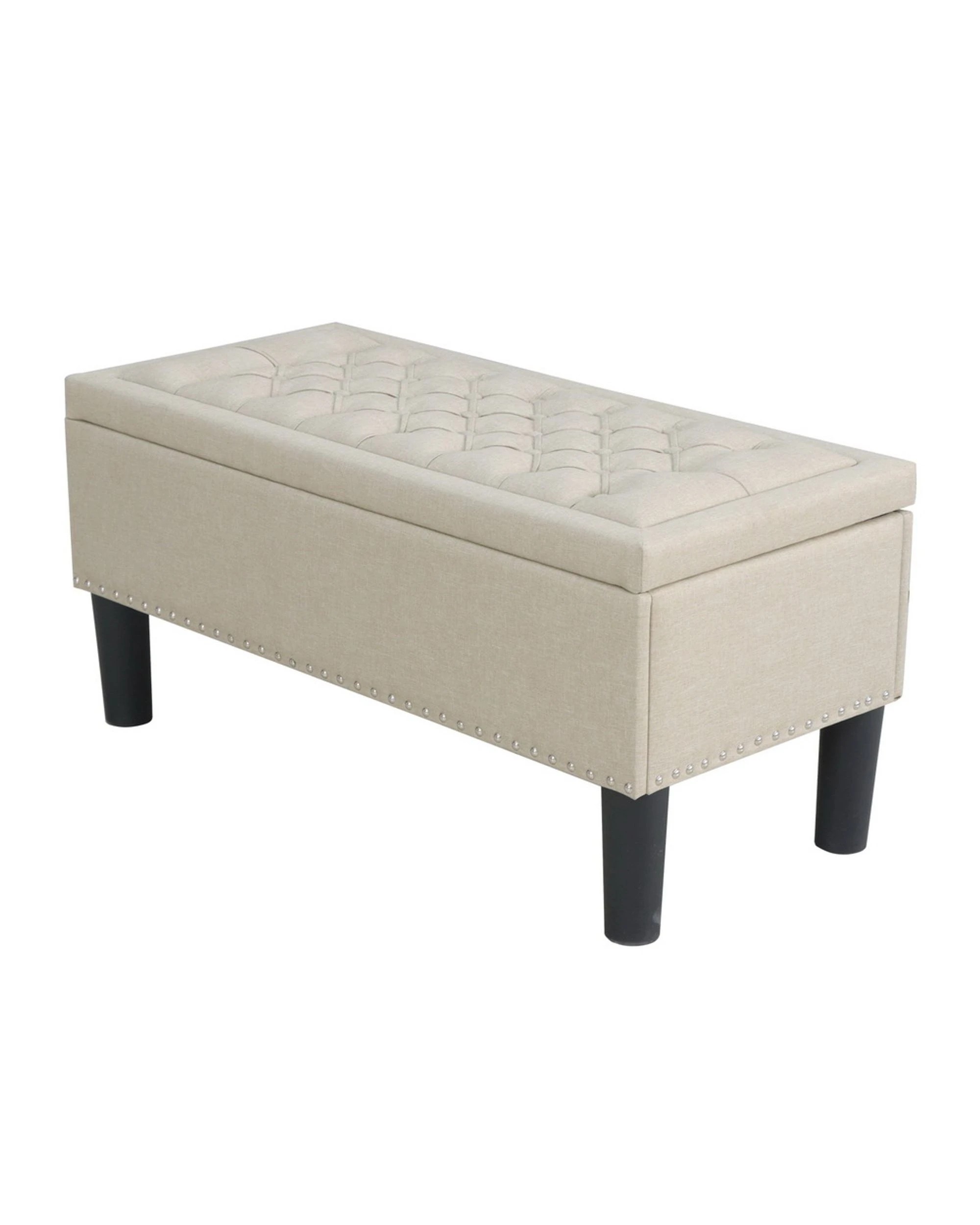 1 Artiss Storage Ottoman Blanket Box 96cm Linen Taupe
 - Grey, 1 of 3