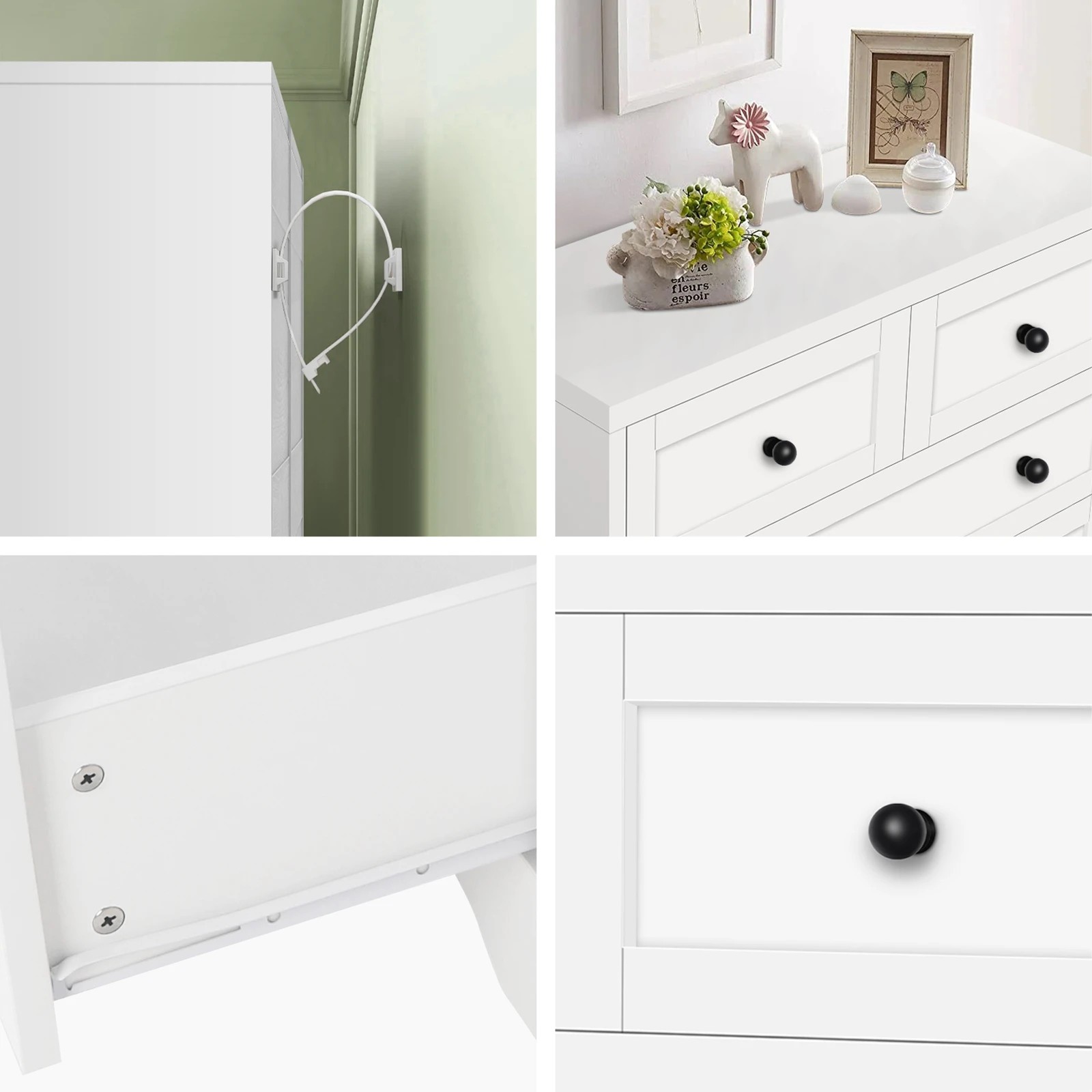 7 Alfordson 5 Chest of Drawers Bedside Table Bedroom Storage Hamptons - White, 7 of 10