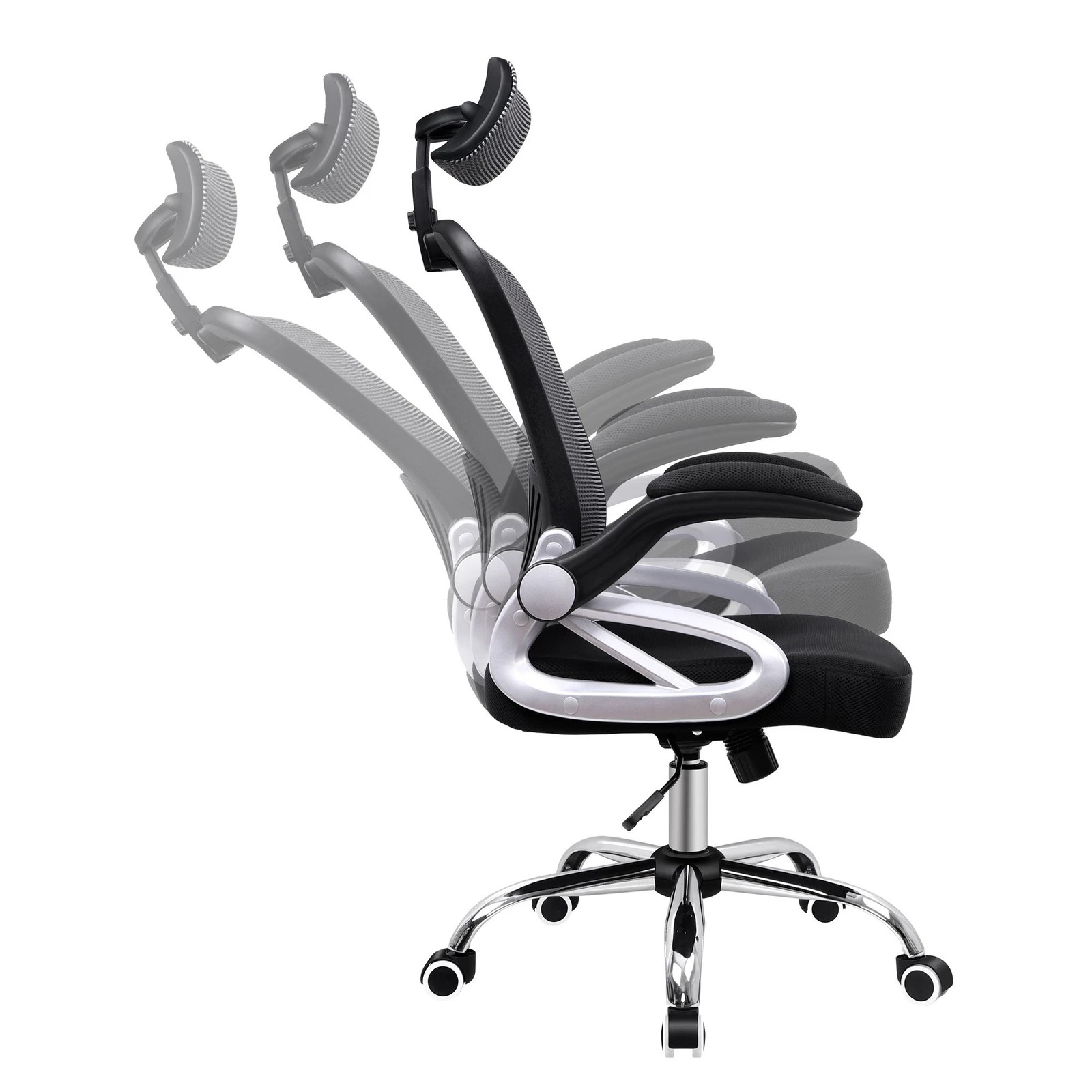 6 Alfordson Mesh Office Chair Executive Fabric Seat Gaming Racing Tilt Computer - Black, 6 of 10