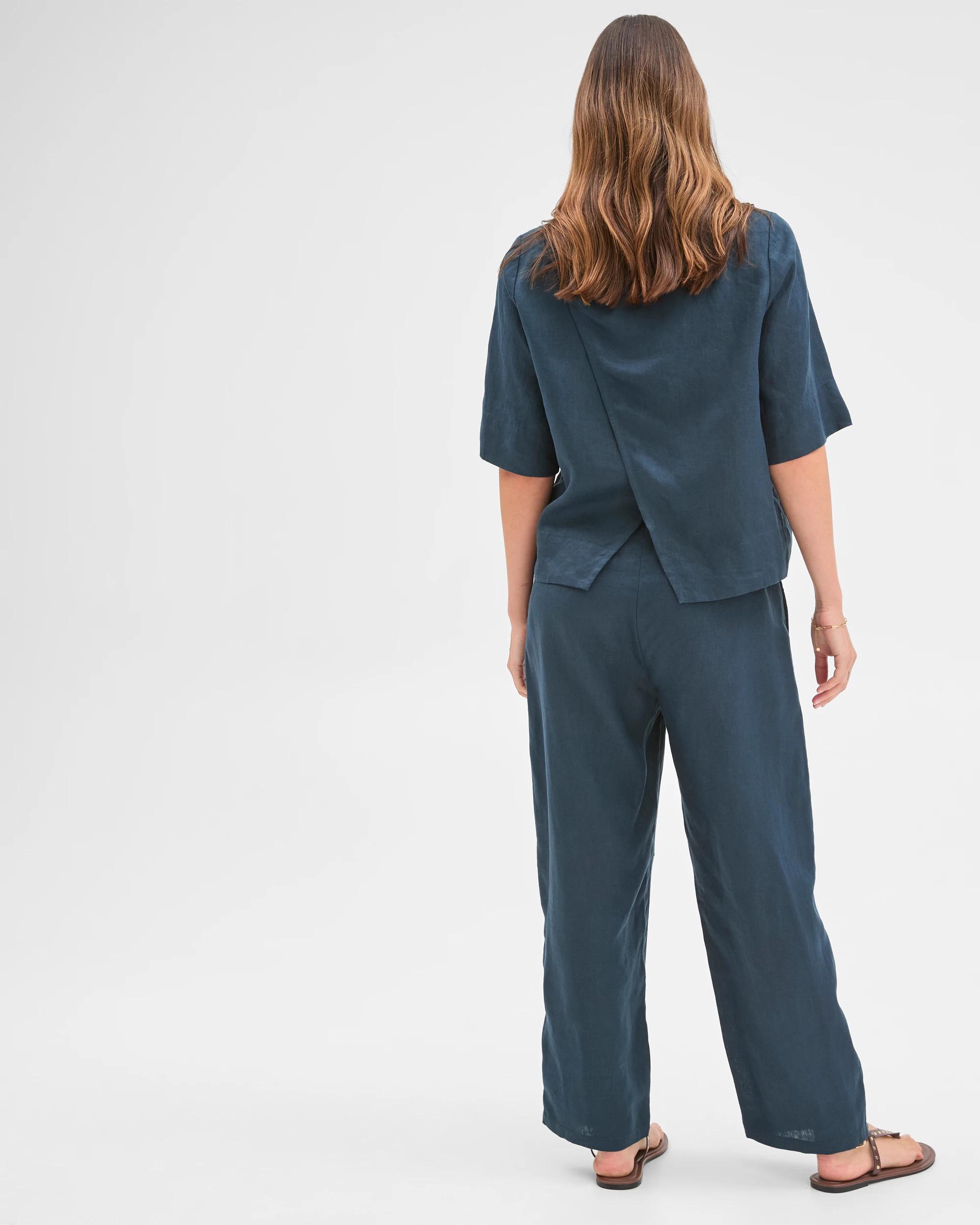 7 Target Woman European Linen Barrel Leg Pants DEEP OCEAN, 7 of 7