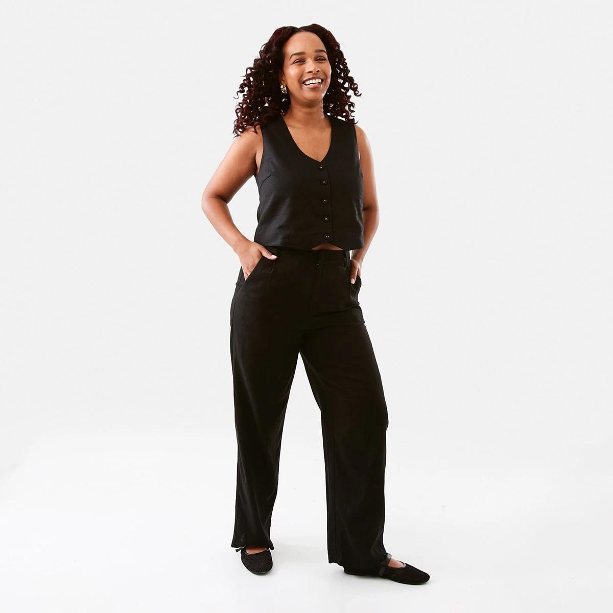 2 Smart Linen Blend Pants Black, 2 of 6