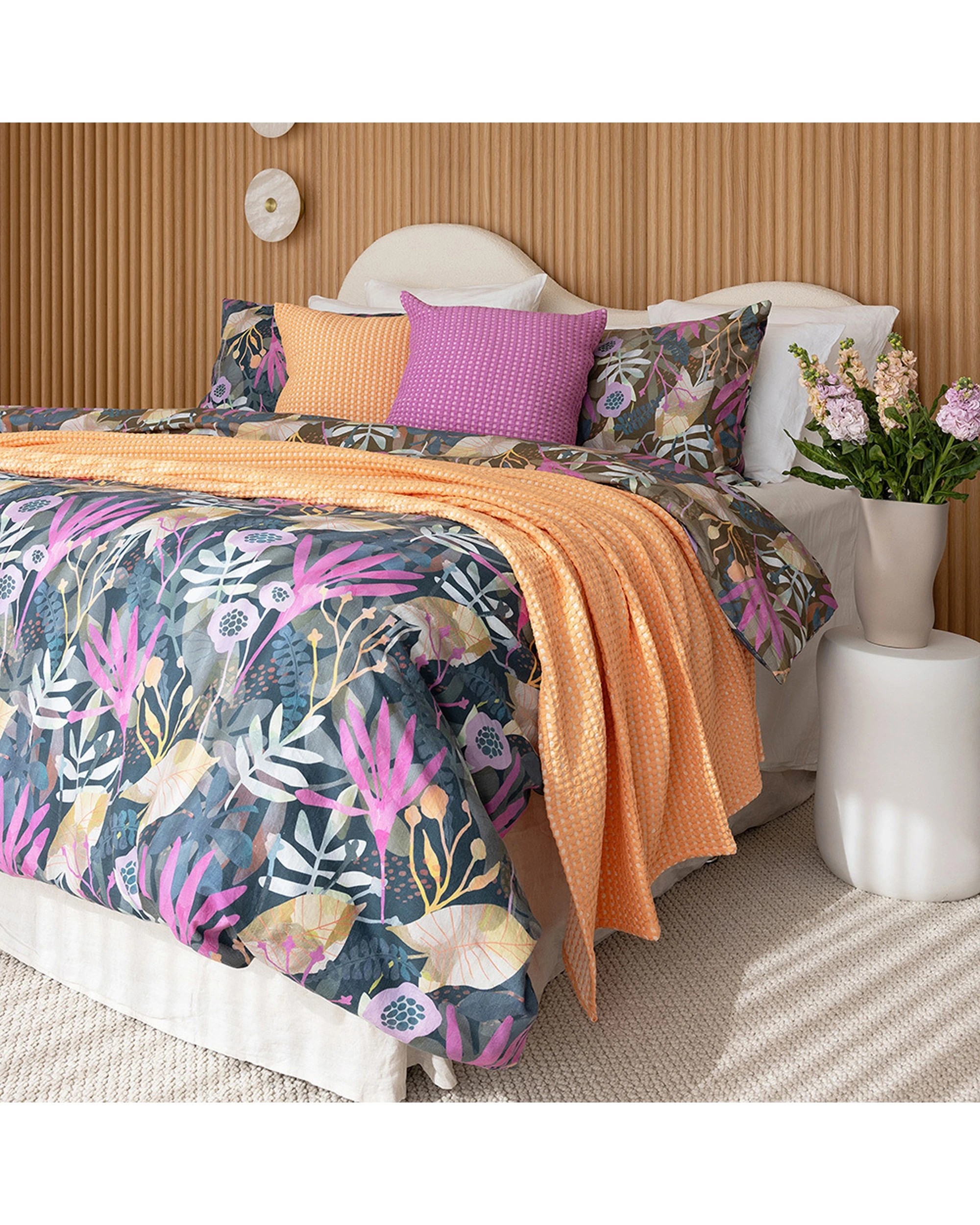 5 Bambury Waffle Fabric Dora Square Cushion Cotton Decorative 50x50cm - Orange, 5 of 5