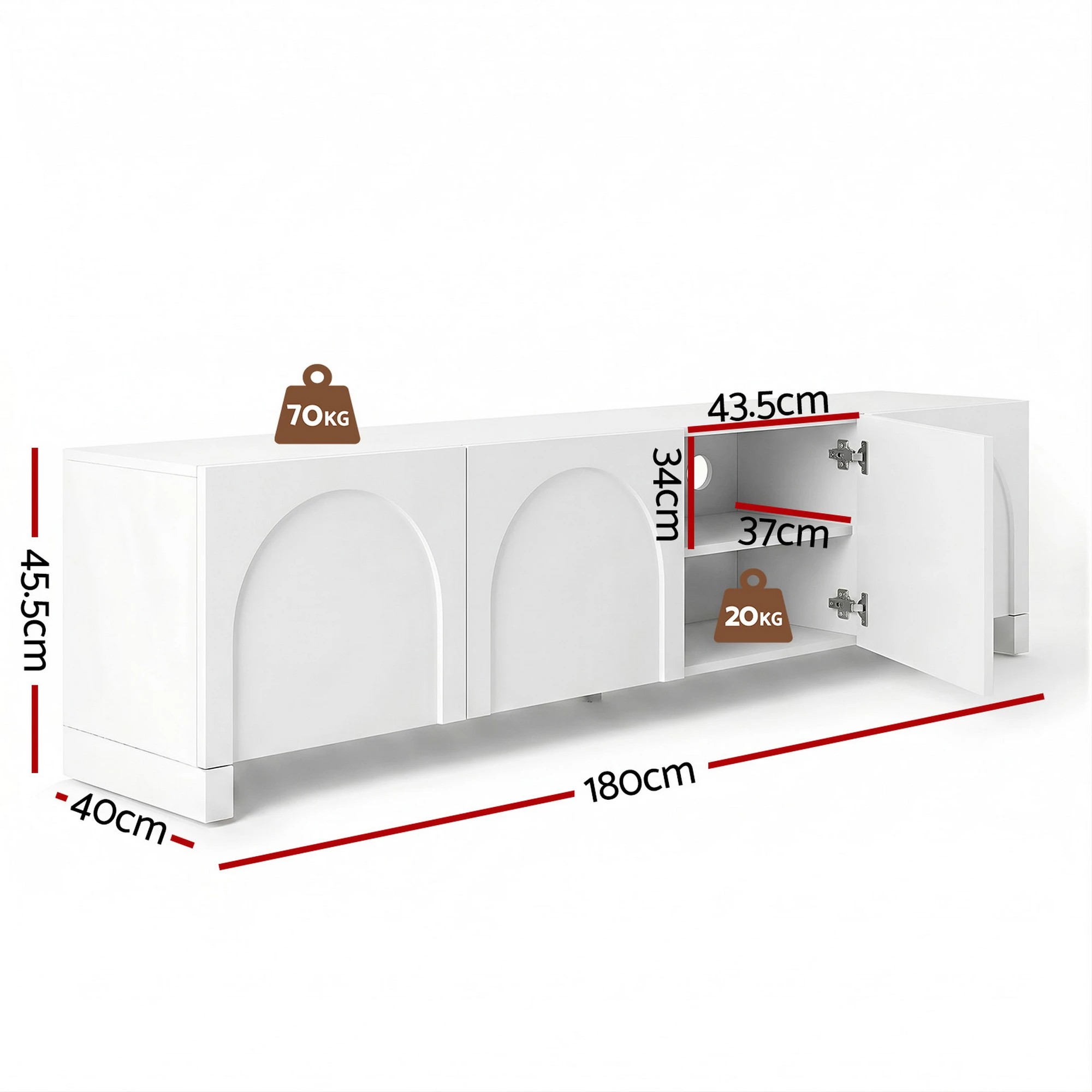 3 Artiss TV Unit Entertainment Unit Storage Cabinet Adjustable Shelf 180cm, 3 of 9