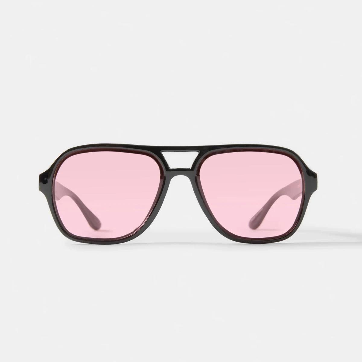 1 Square Aviator Sunglasses Blk Pink, 1 of 6