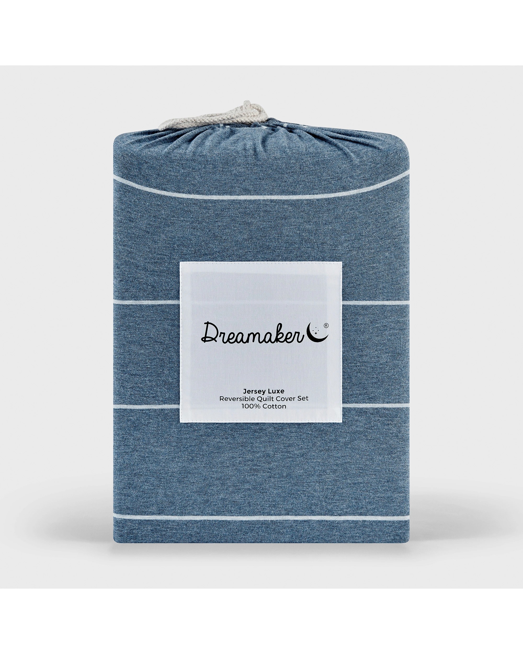 6 Dreamaker Jersey Luxe 100% Cotton Reversible Quilt Cover Set Charcoal - Queen Bed - Denim, 6 of 10