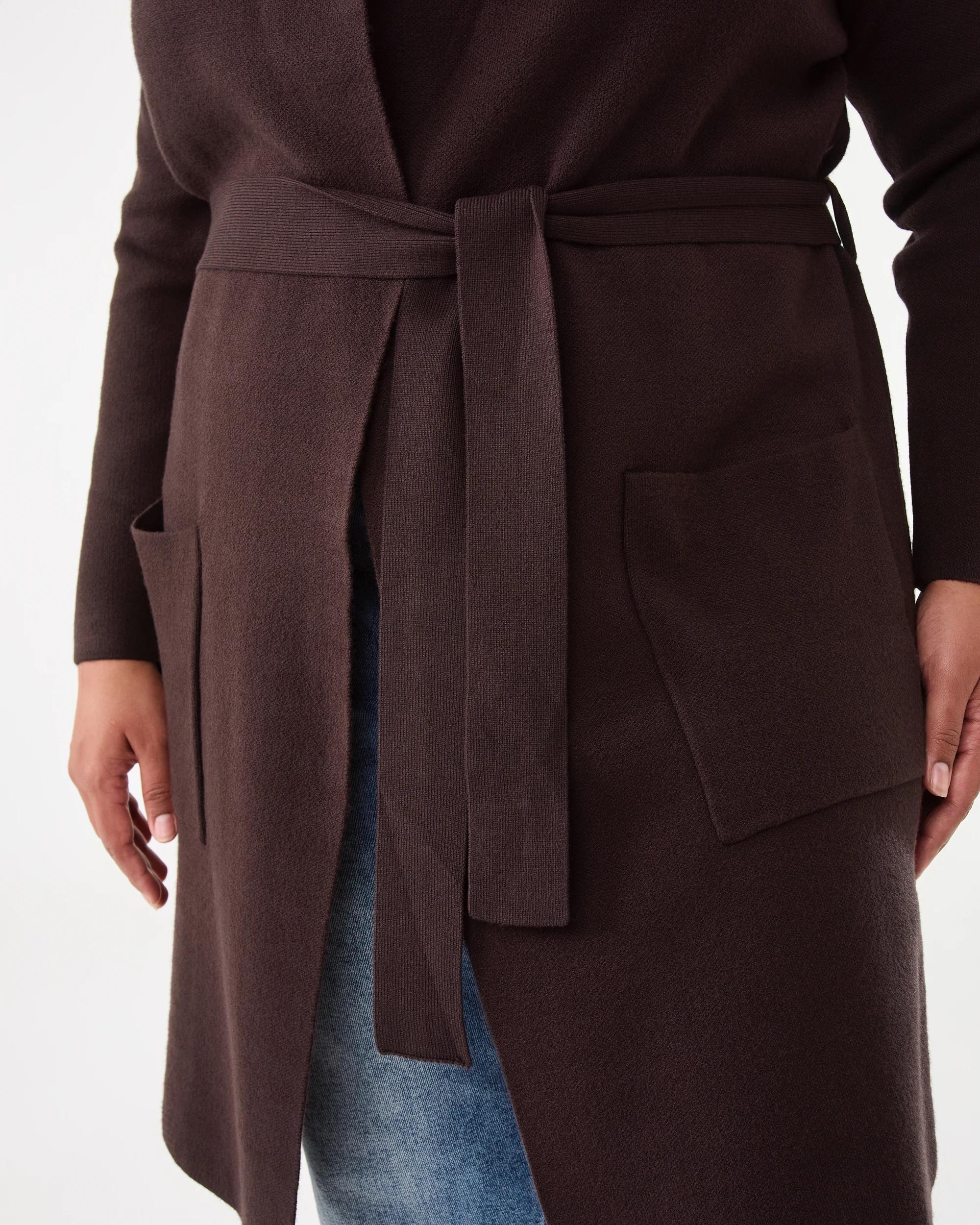 6 Curve Trench Coatigan Choc Plum, 6 of 8