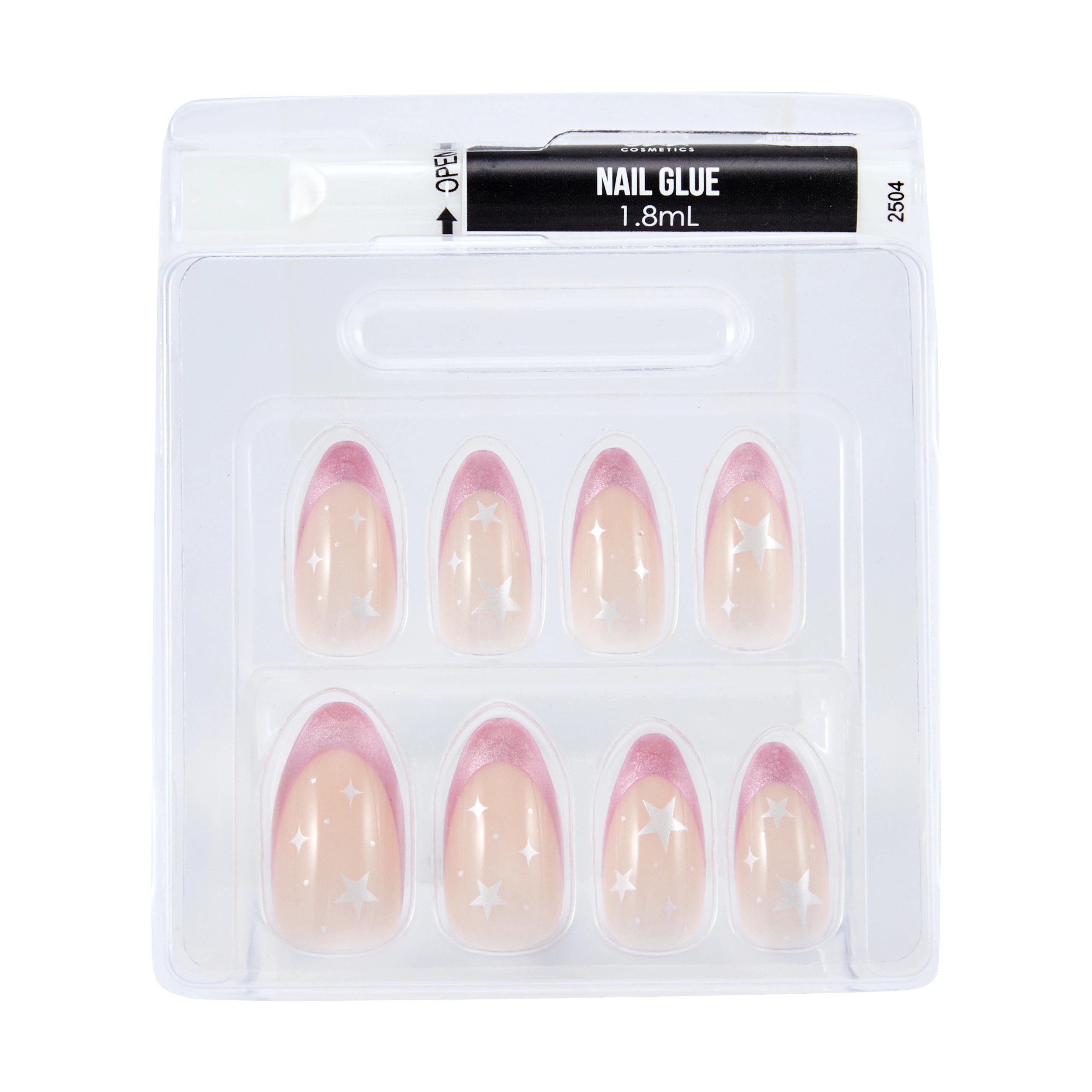 3 OXX Cosmetics 24 Pack Artificial Nails with Adhesive - Stiletto Shape, Star, 3 of 4