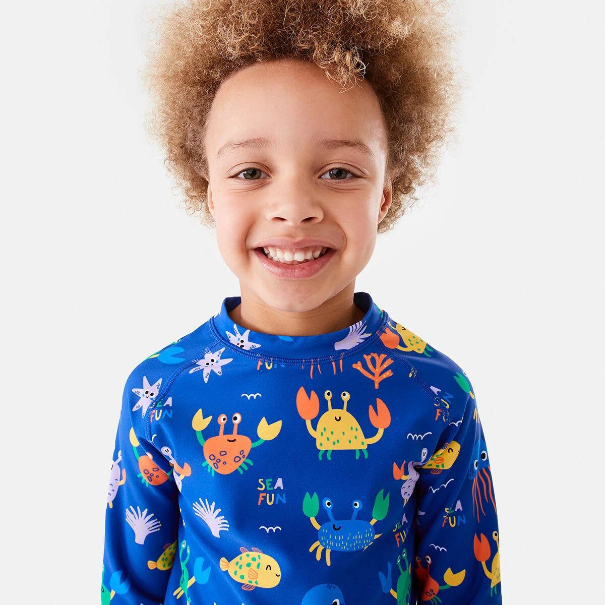 3 Printed Long Sleeve Rash Vest Naut Crab, 3 of 9
