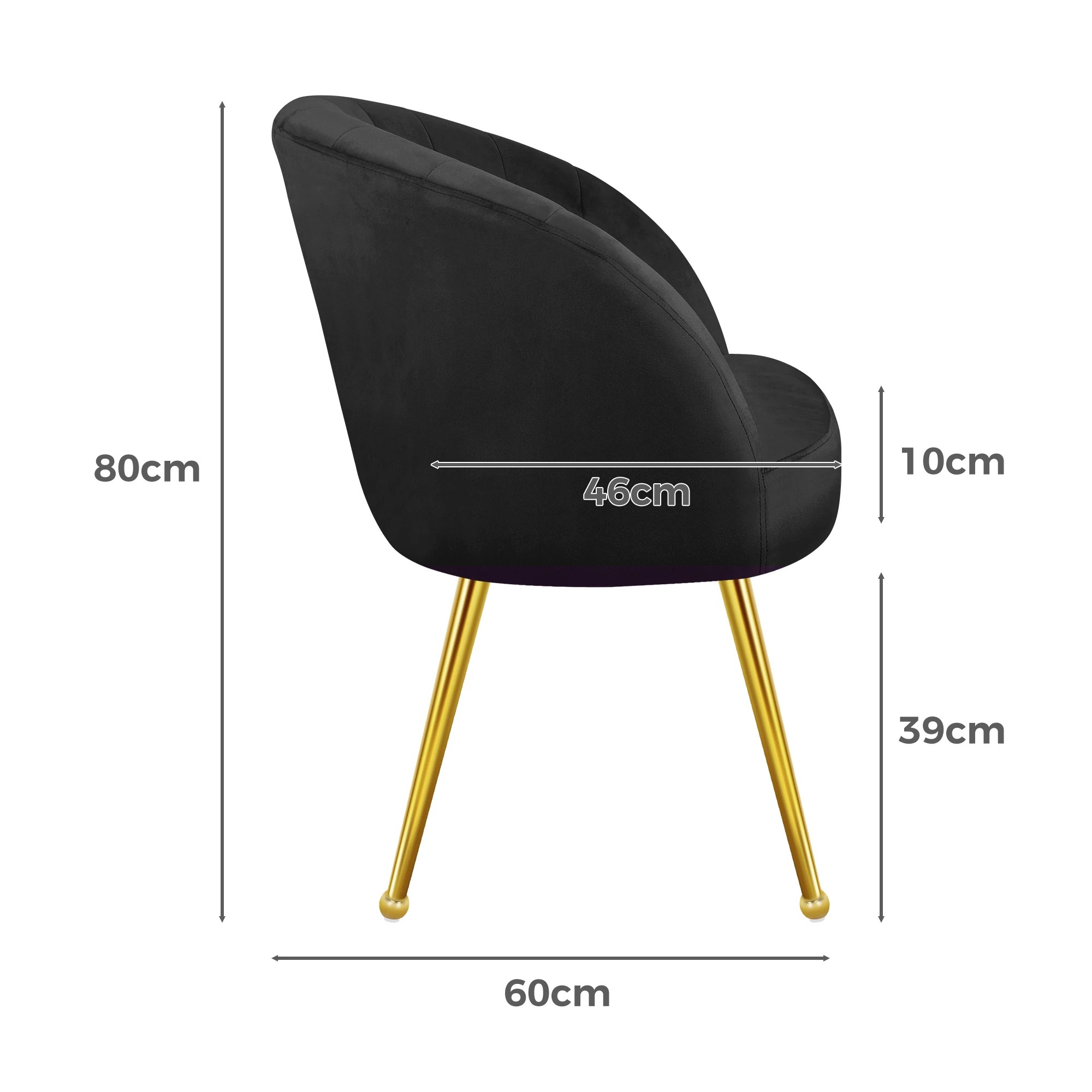 7 Alfordson Armchair Lounge Chair Accent Arm Chairs Velvet Sofa Couch Seat - Black, 7 of 9