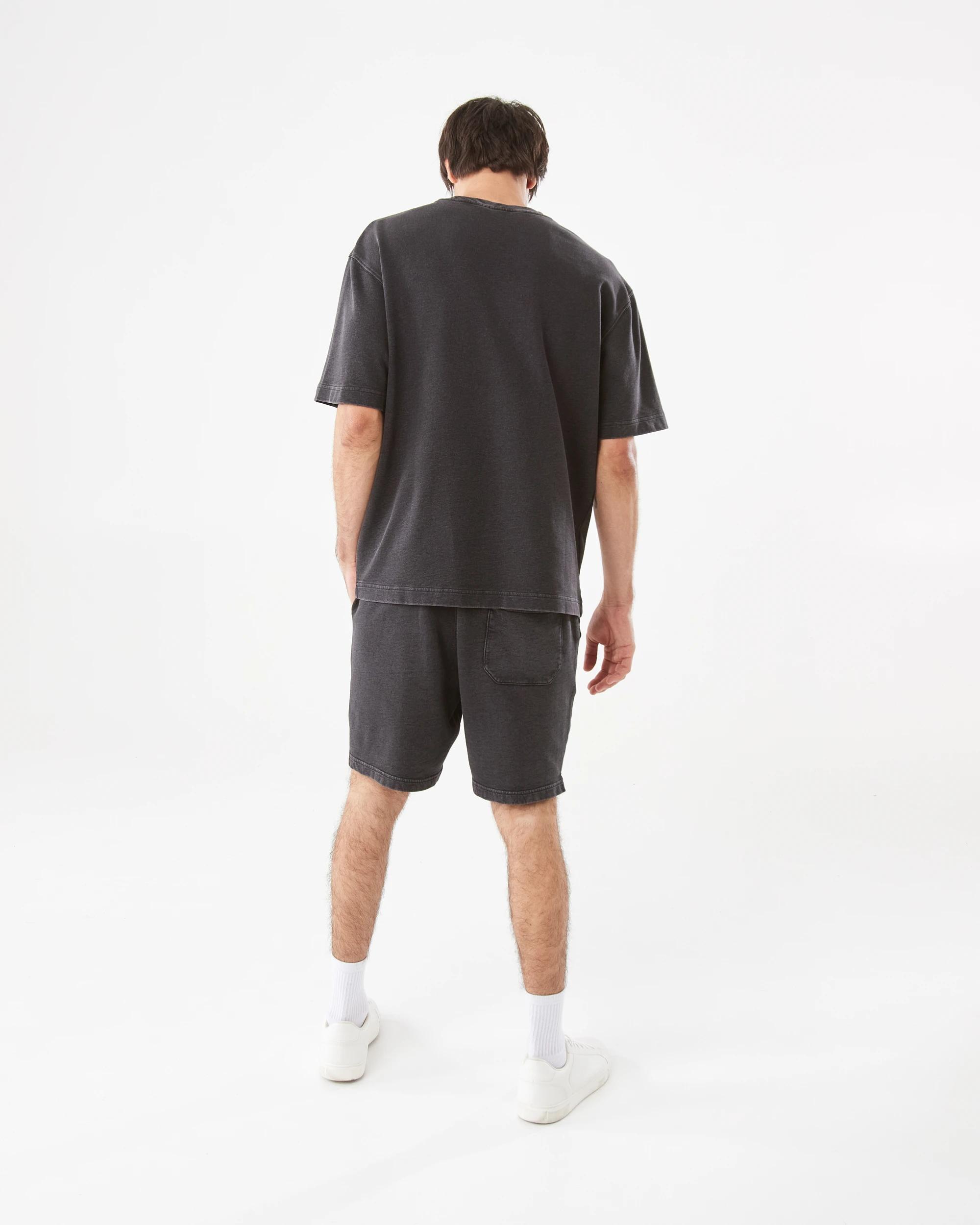 4 Elastic Waistband Washed Terry Shorts Black, 4 of 8