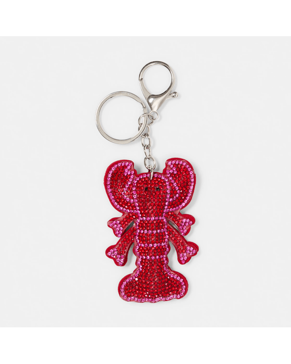 Sparkly Lobster Charm Keyring Silver Tone and Red Kmart