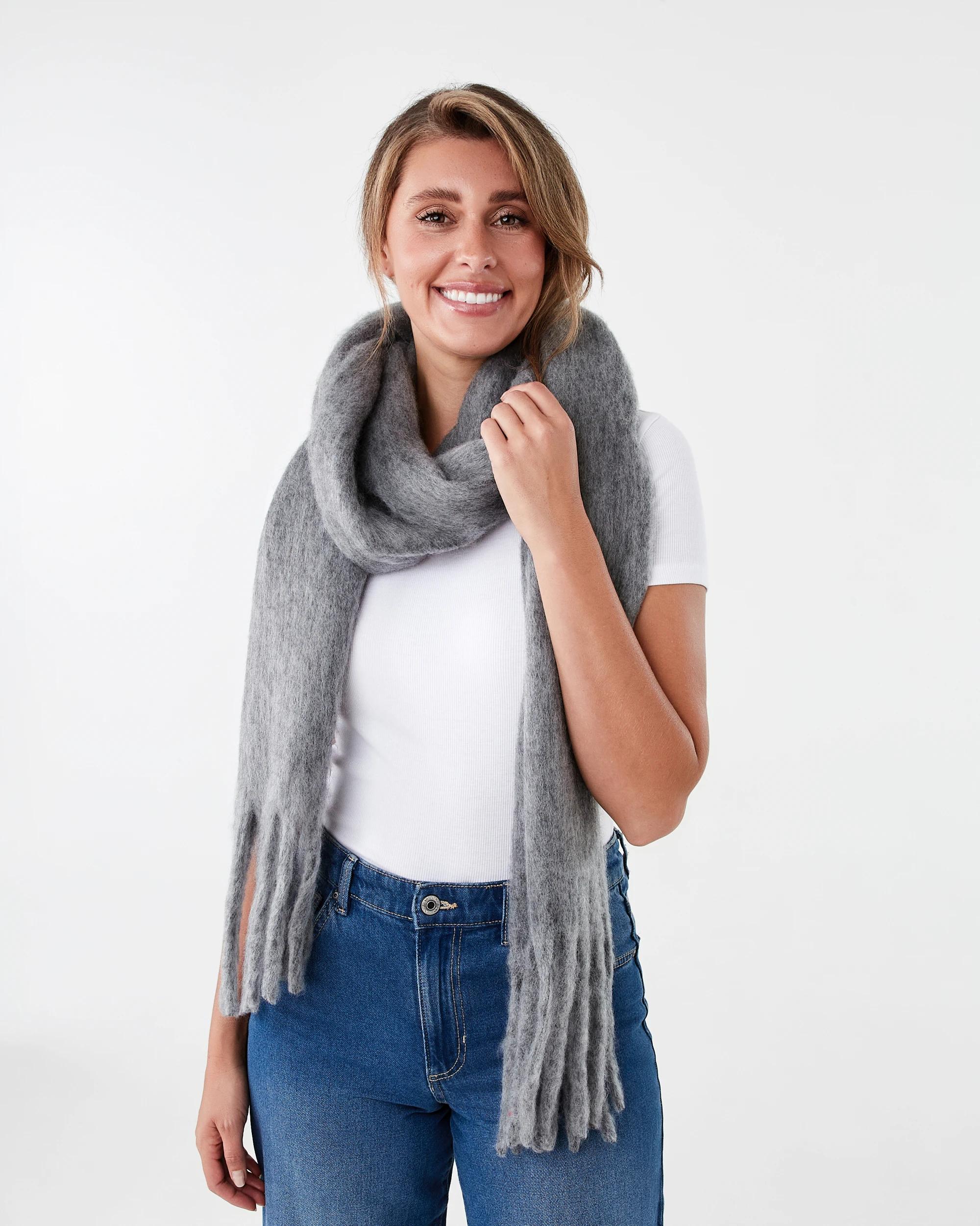 3 Plain Fluffy Scarf Grey Marle, 3 of 3