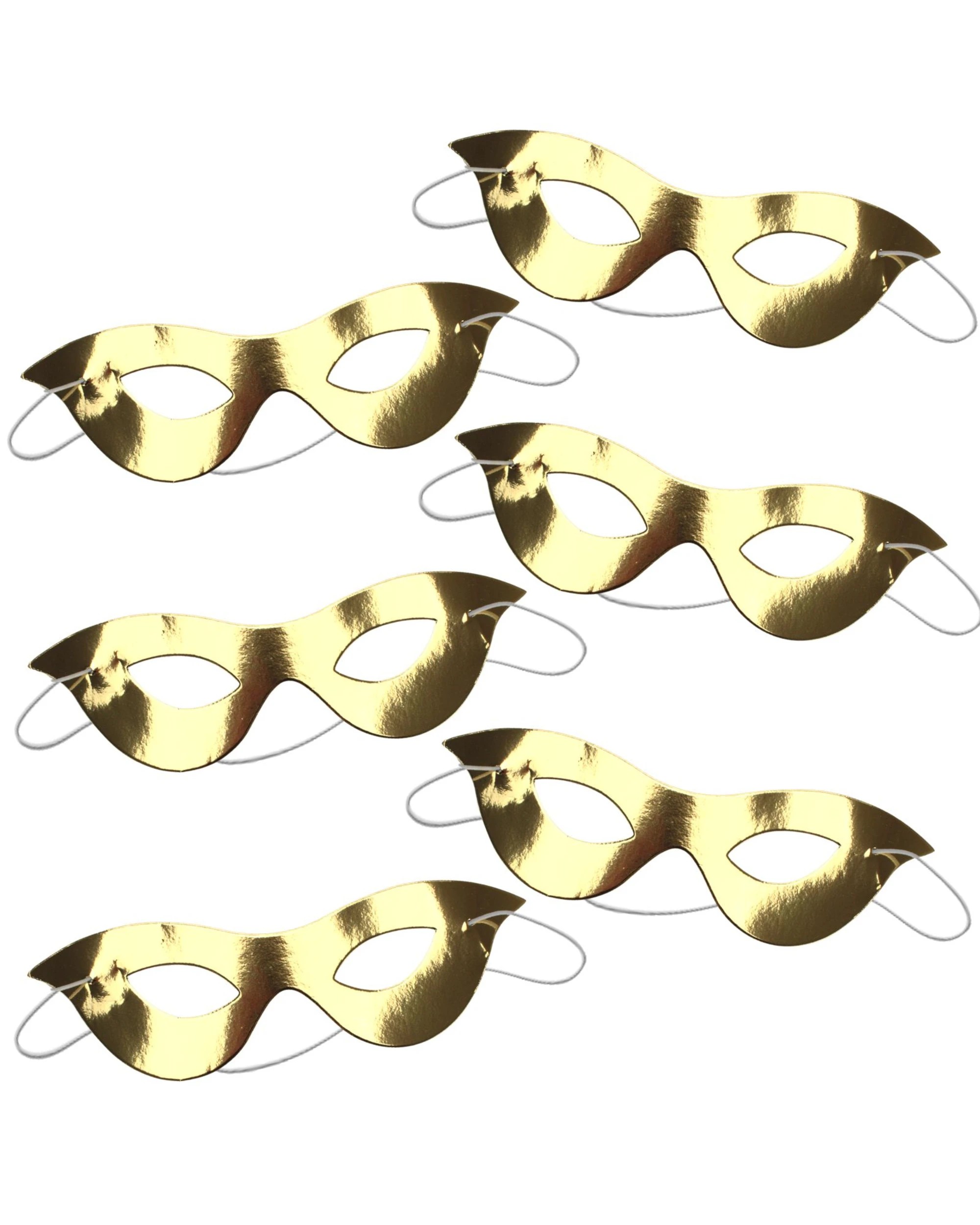 1 Party Maker Foil Masks Pack of 6 - Gold, 1 of 2