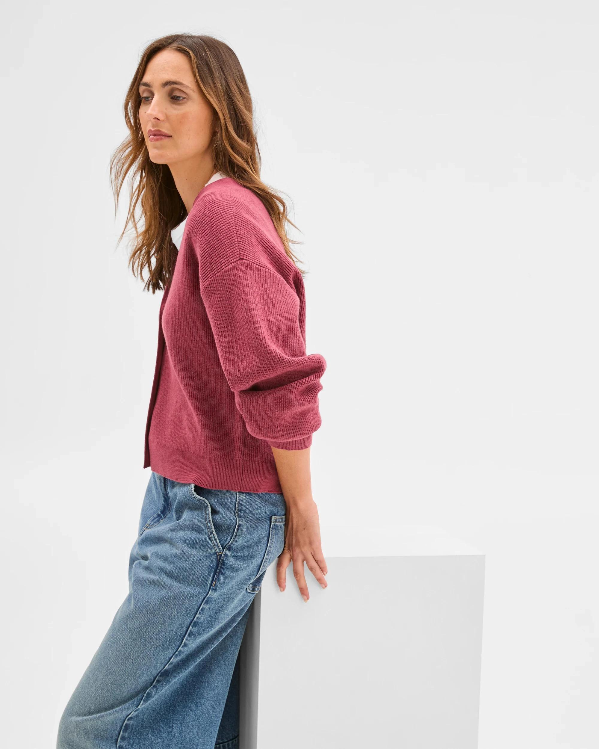 6 Target Woman Australian Cotton Blend V-Neck Rib Cardigan MULBERRY, 6 of 7