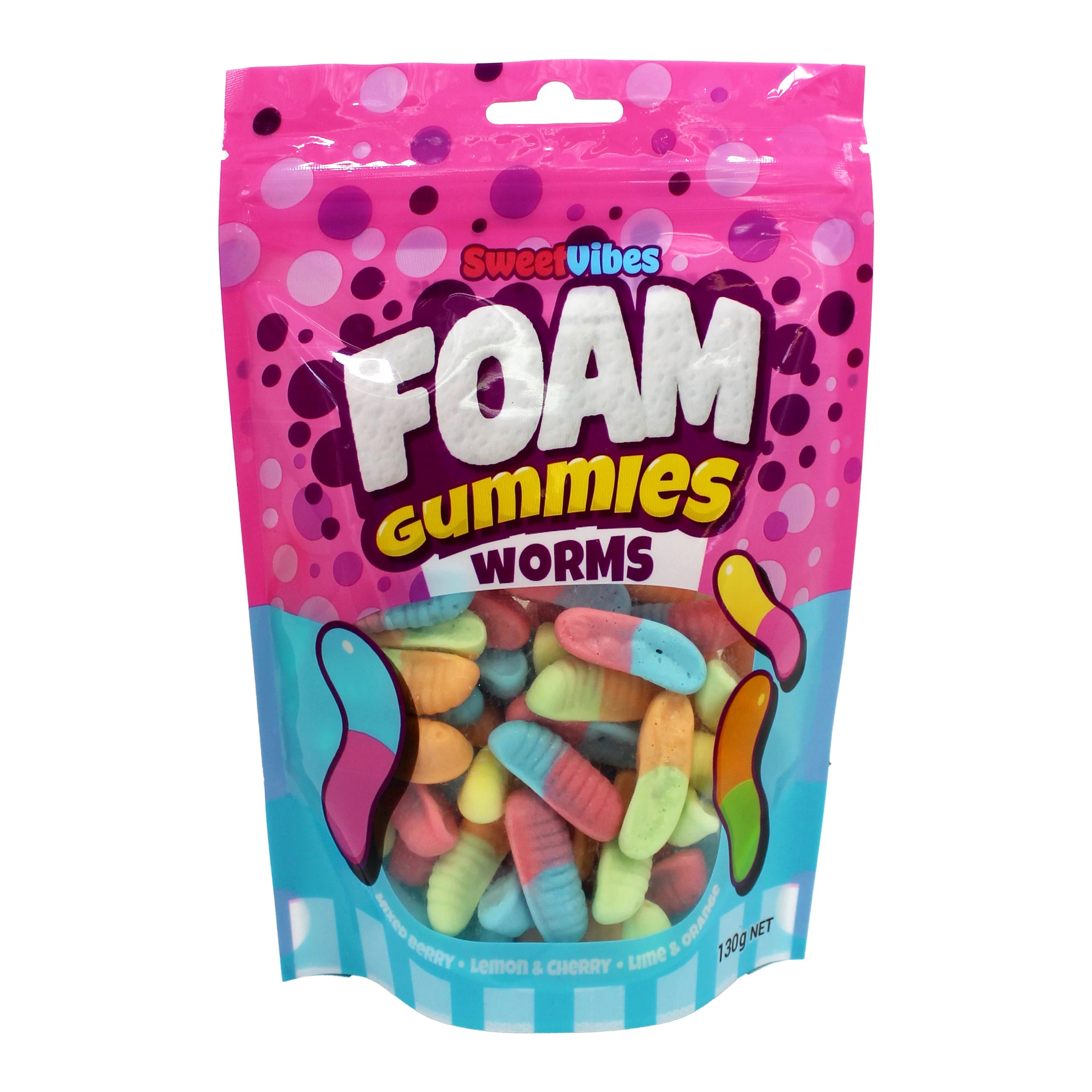 1 Sweet Vibes Foam Gummies 130g - Worms, 1 of 4
