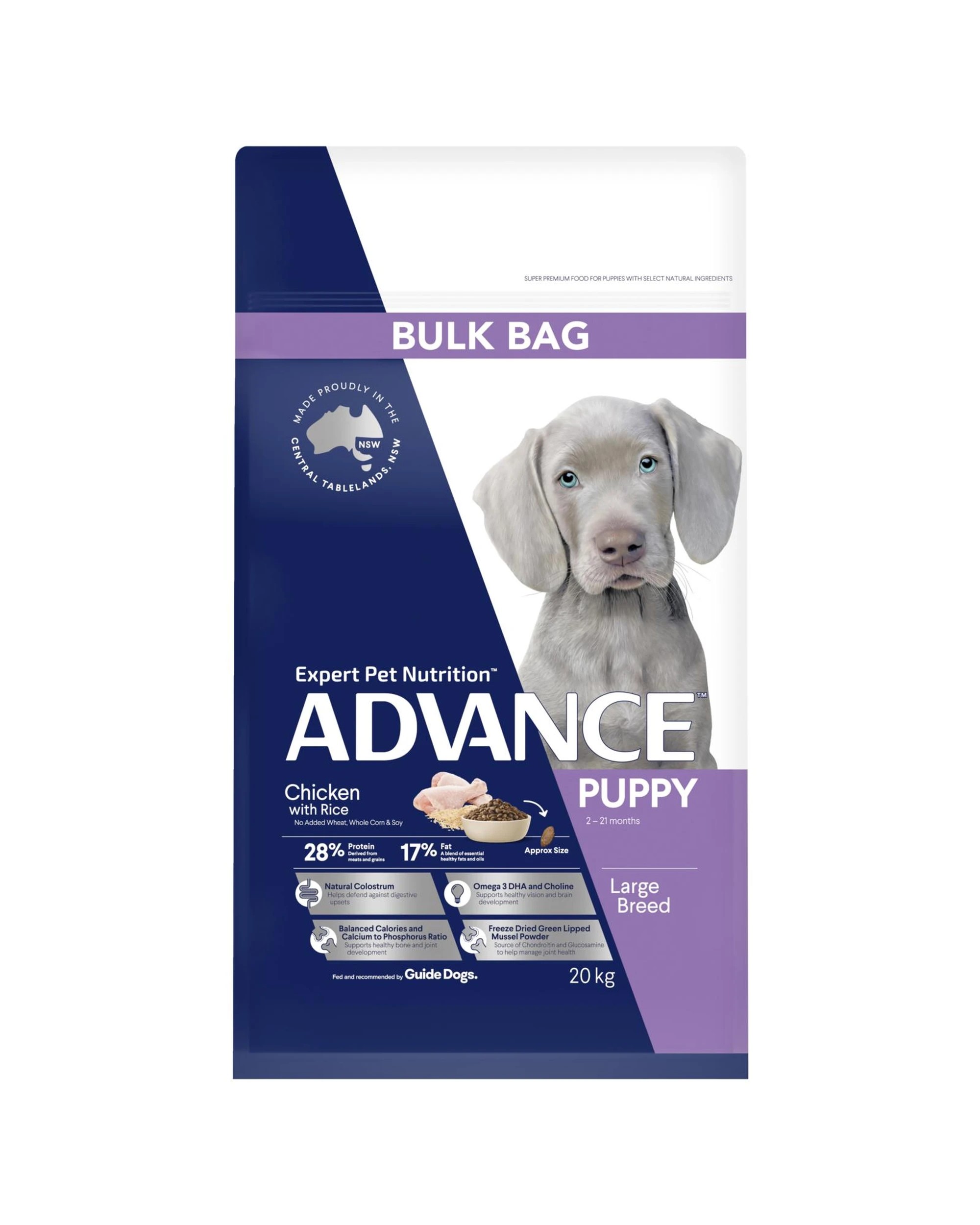 2 Advance Puppy Large Breed Dry Dog Food Chicken w/ Rice Bulk 20kg, 2 of 3