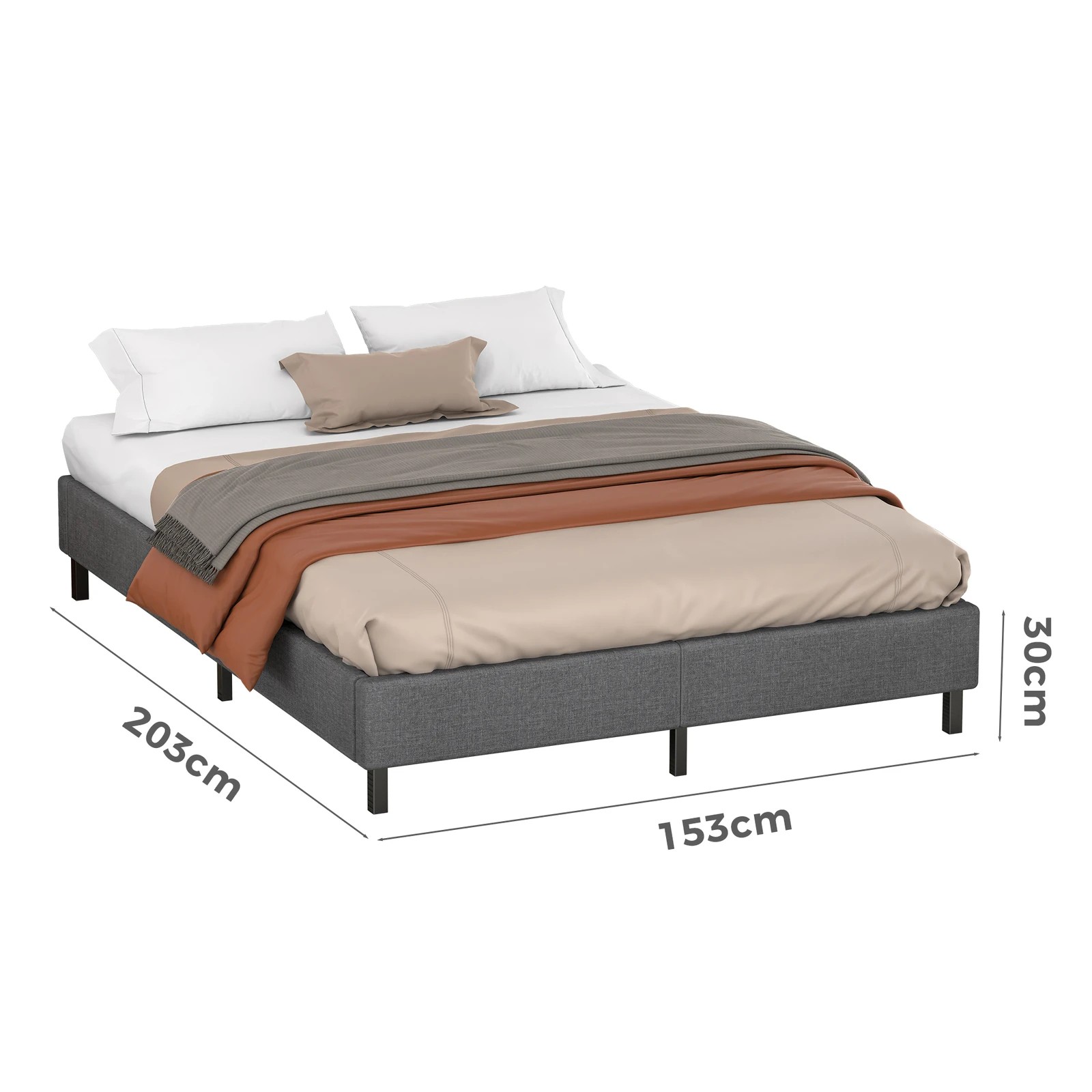 7 Alfordson Bed Frame Double Size Mattress Base Foundation Fabric Basel - Grey, 7 of 10