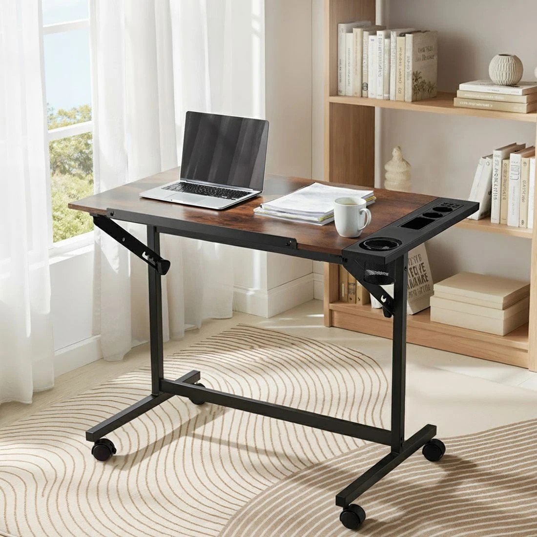 5 Artiss Drafting Table Drawing Desk Art Desk Multi-Functional Craft Drawing Table Rustic Brown - Brown, 5 of 6