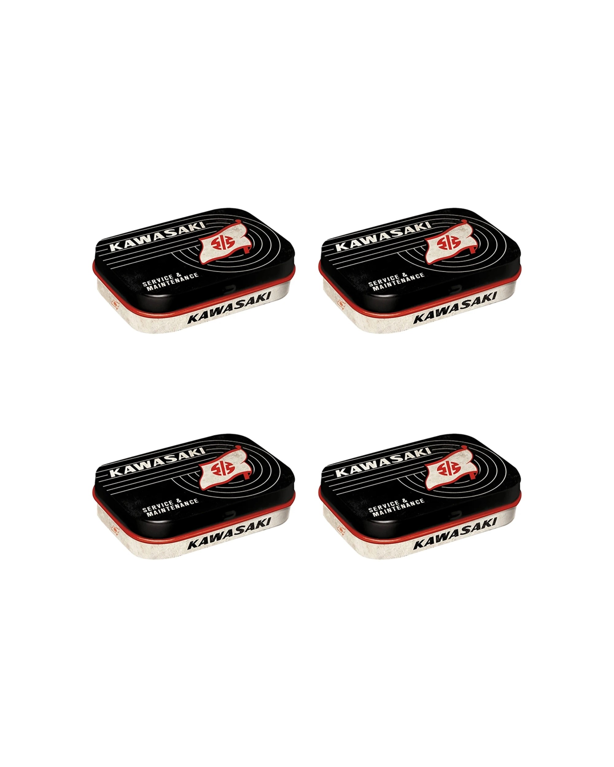 1 Nostalgic-Art 4PK Pocket Box with Mints - Kawasaki Service and Maintenance Tank Logo - Black, 1 of 2