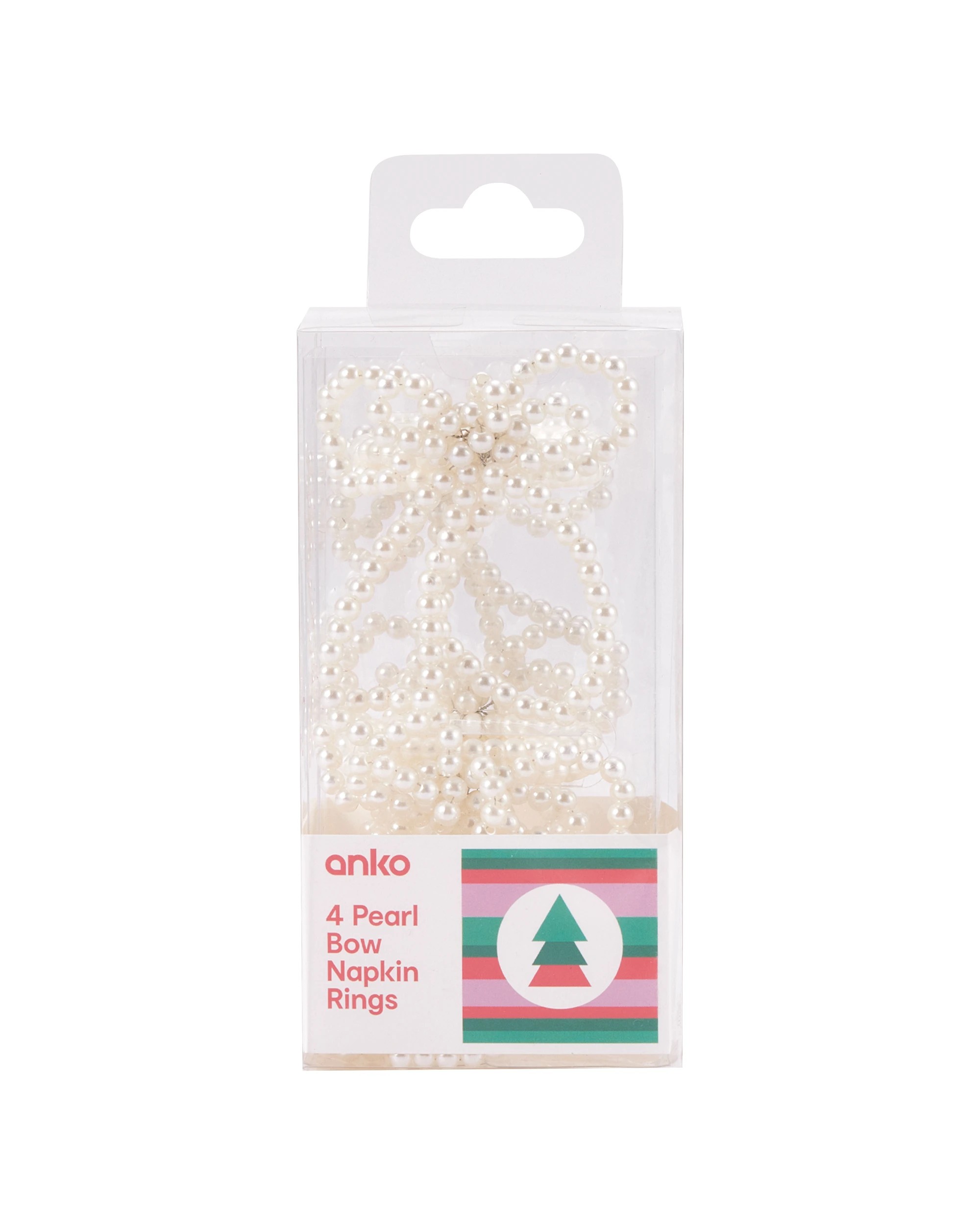 5 4 Pack Faux Pearl Bow Napkin Rings, 5 of 5