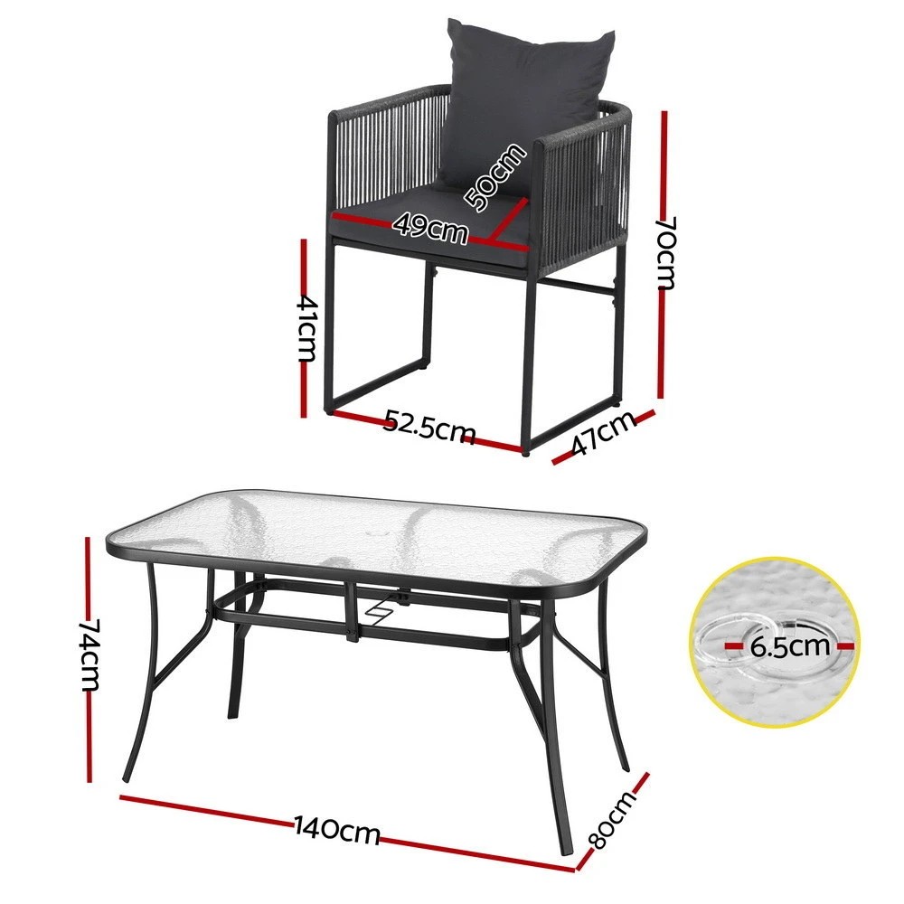 2 Gardeon 5PC Outdoor Dining Set Table and Chairs Patio Furniture Garden Bistro Set - Black, 2 of 6
