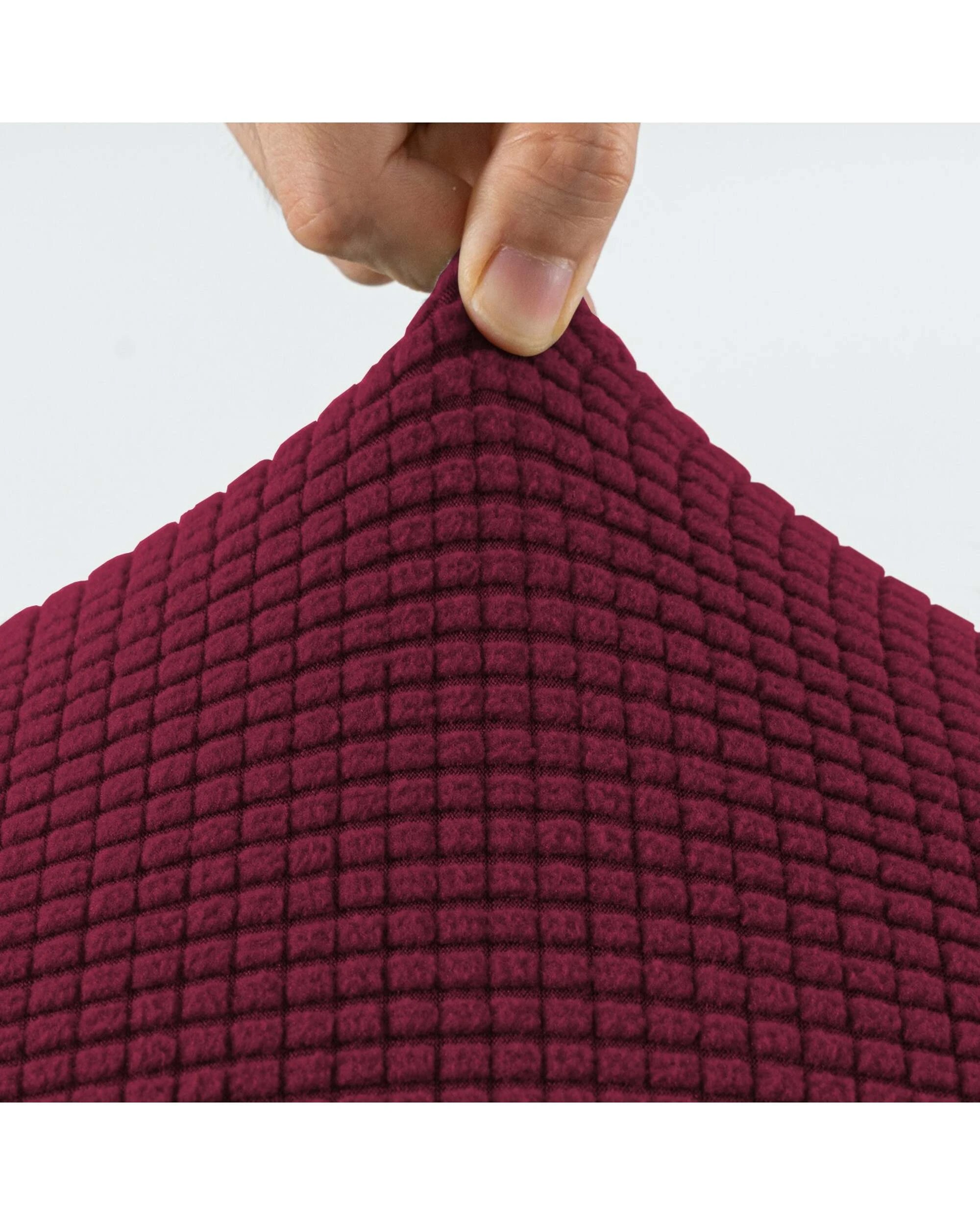 3 Smarcute 2 Seater High Stretch Jacquqard Textured Sofa Cover - Burgundy, 3 of 5