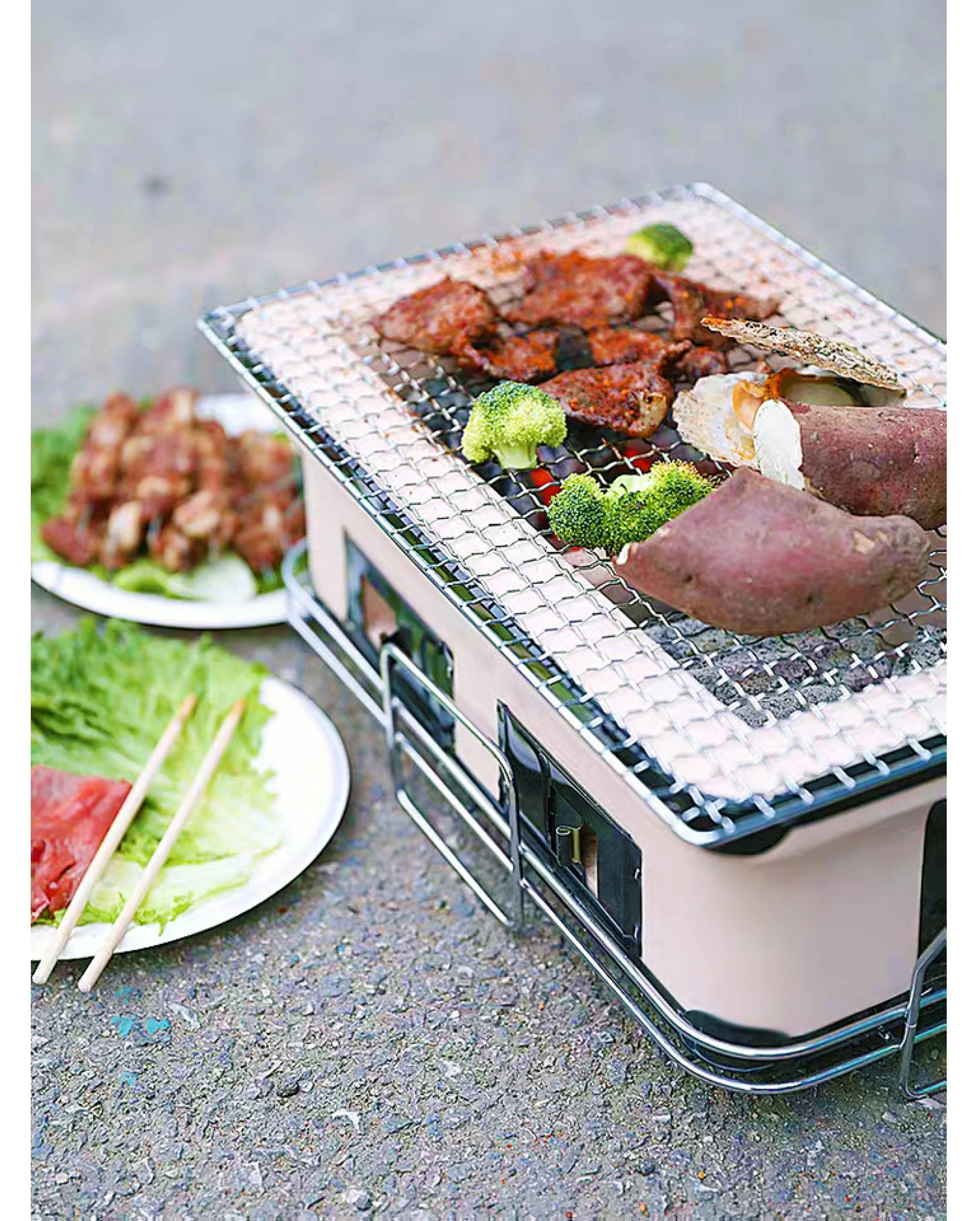 2 Healthy Choice Portable Hibachi Tabletop Grill Dual Charcoal Bbq Chambers, 2 of 6