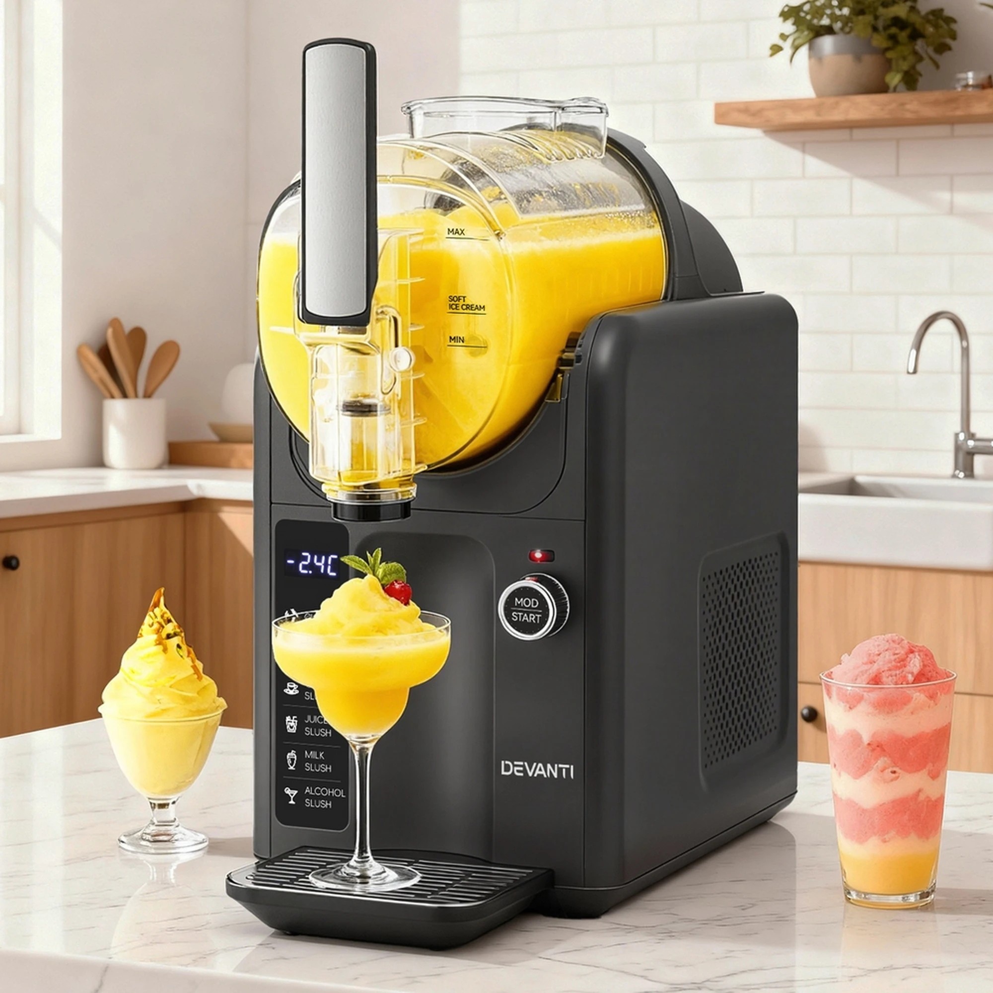 9 Devanti Slushie Machine Ice Cream Maker 2L - Grey, 9 of 10