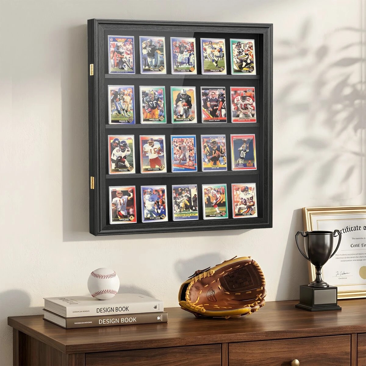 2 Ausway Graded Sports Card Display Case Lockable Wall Cabinet for Football Basketball Hockey Trading Cards, 2 of 7