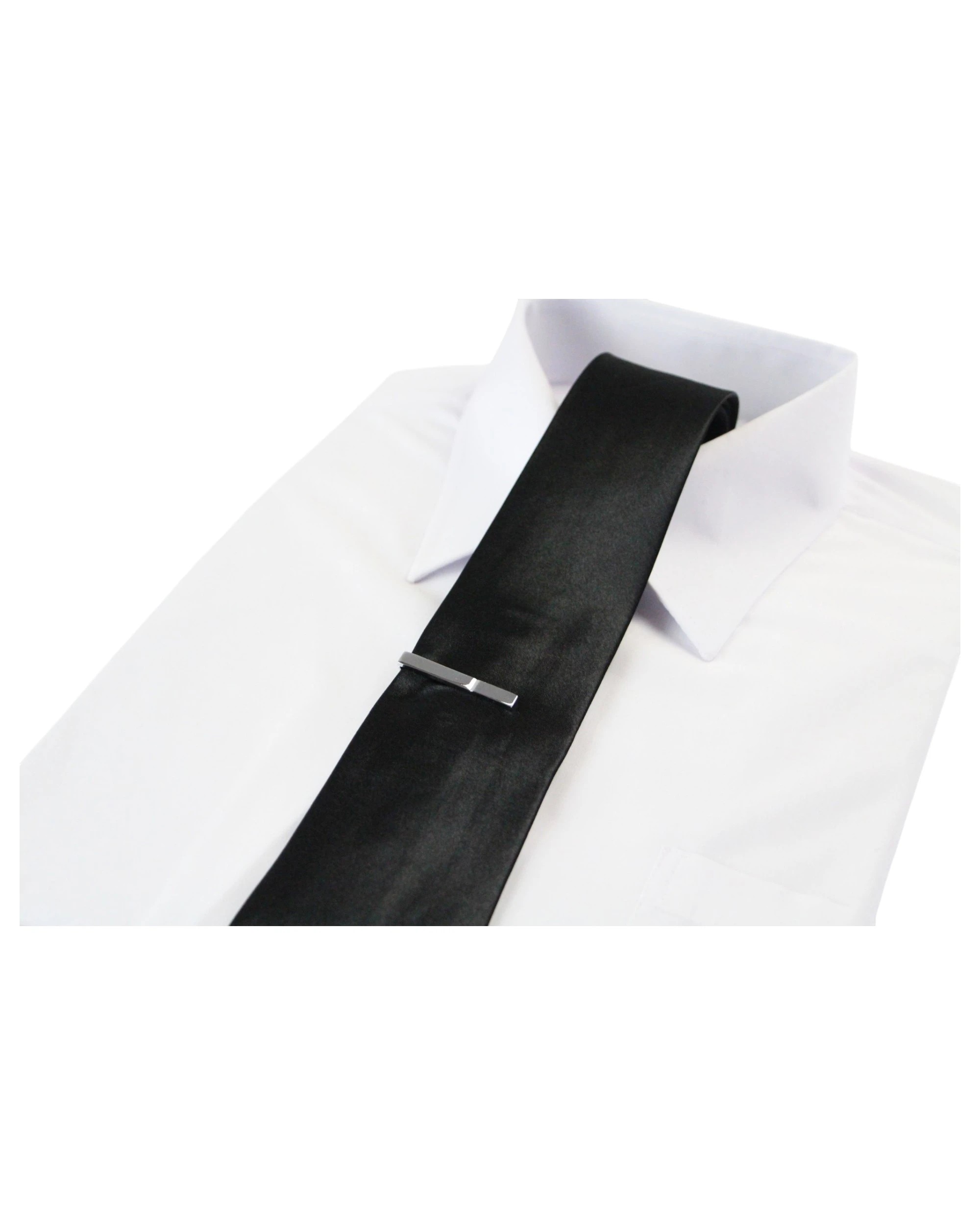2 Zasel Mens One Line Pattern Tie Clip Clasp - Silver, 2 of 3