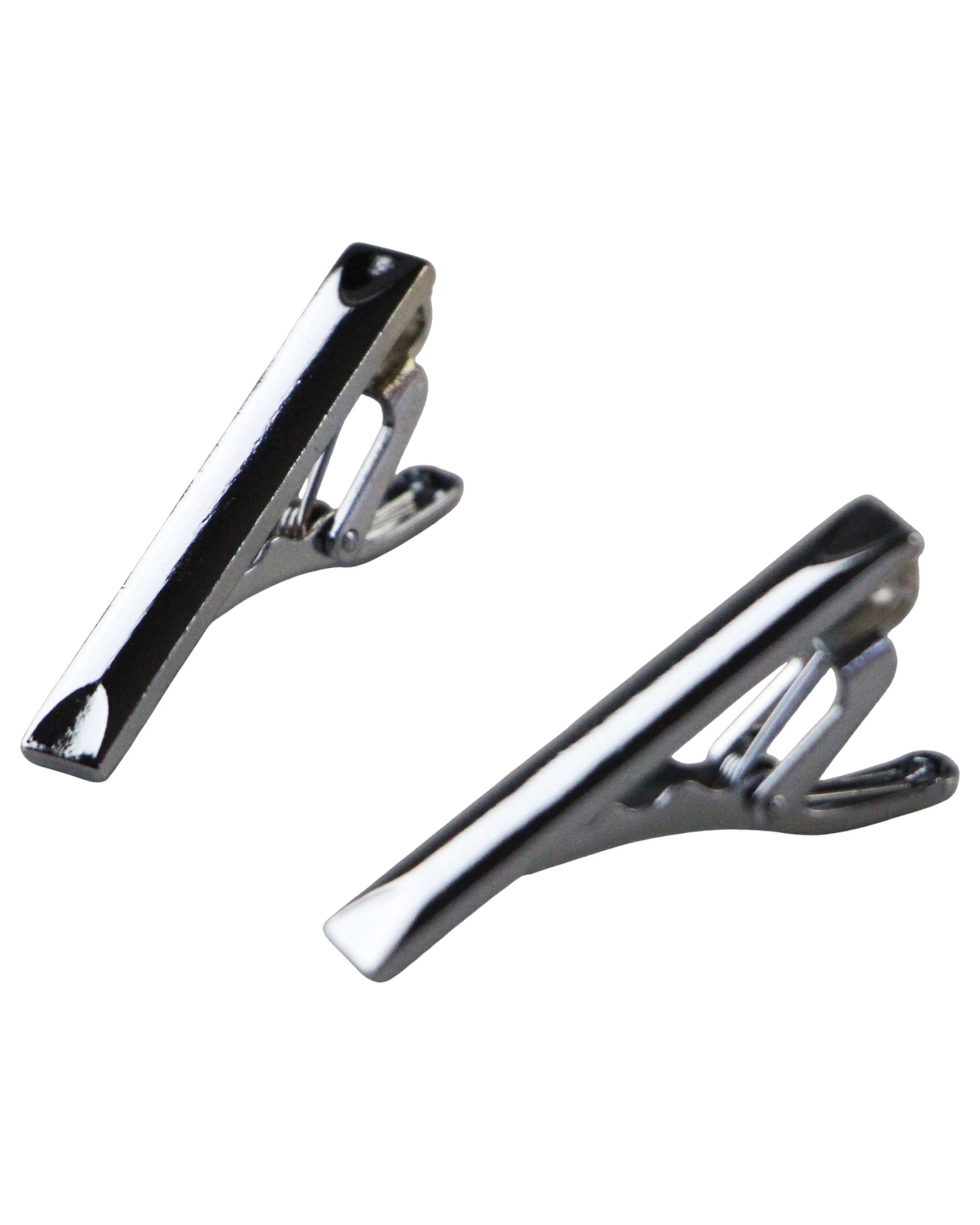 1 Zasel Mens Two Dent Pattern Tie Clip Clasp - Silver - Silver, 1 of 3