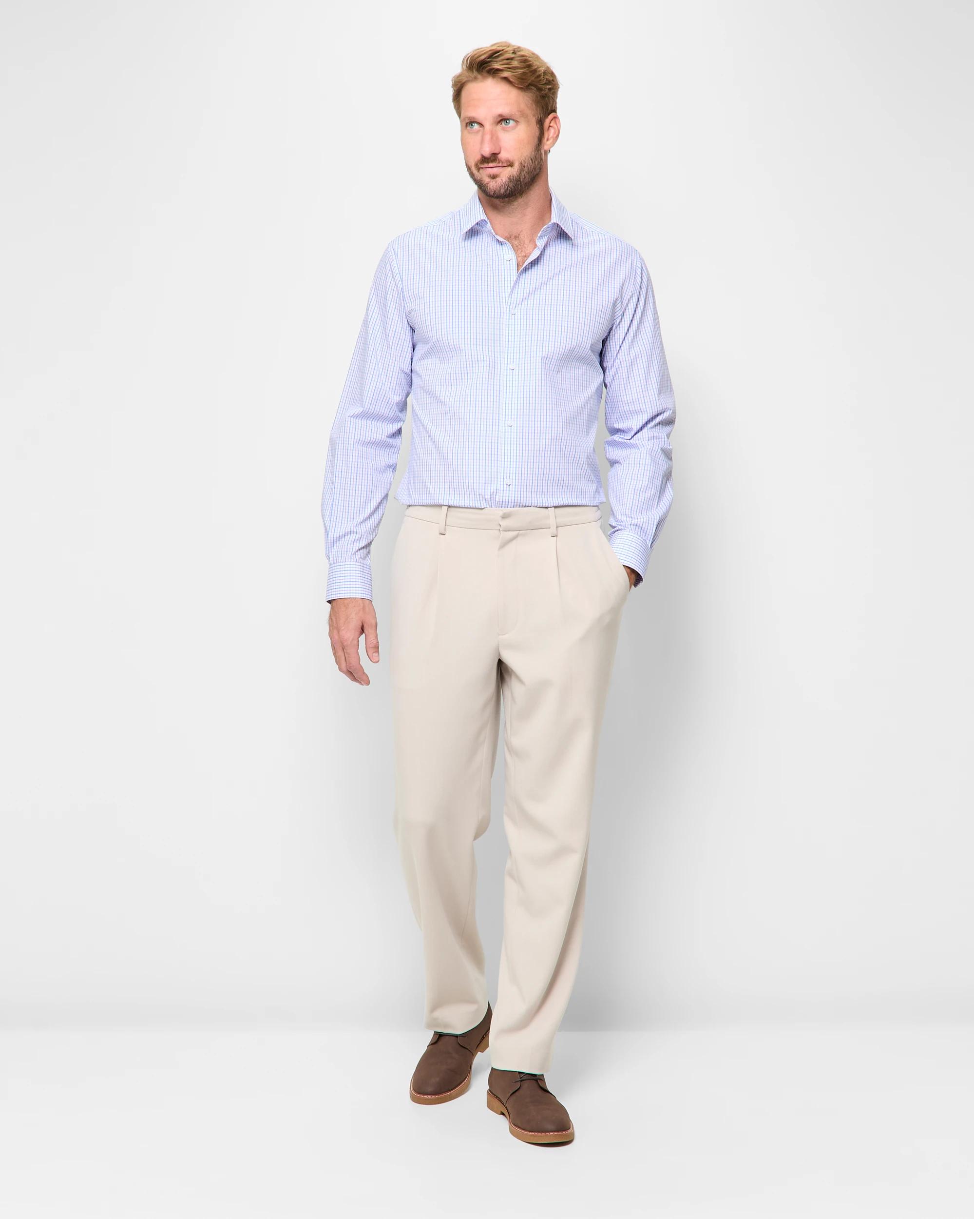 2 Australian Cotton Long Sleeve Check Shirt - Preview WHITE, 2 of 5