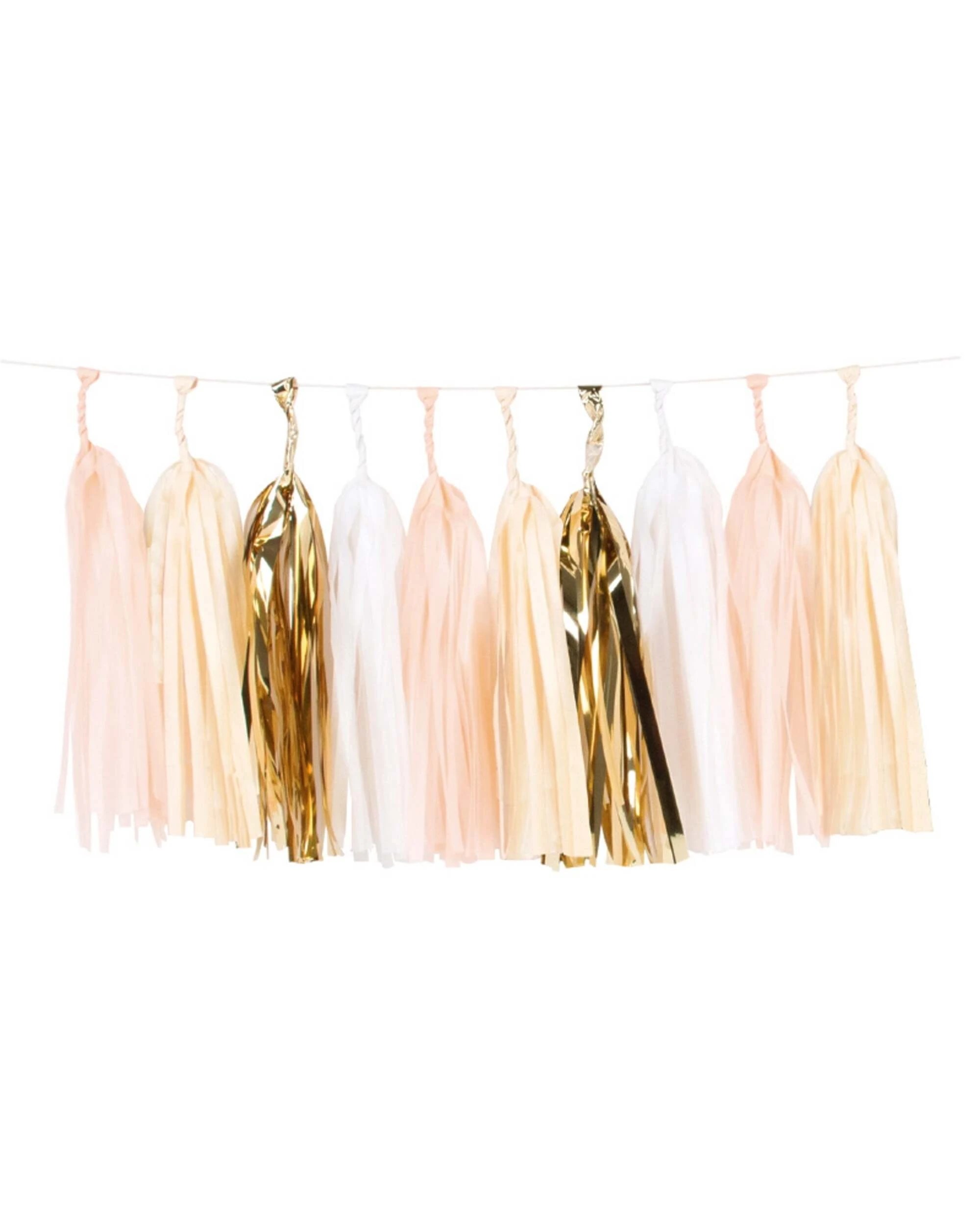 1 Party Maker Light Pink, White & Gold Tassel Garland Banner - Pink, 1 of 3