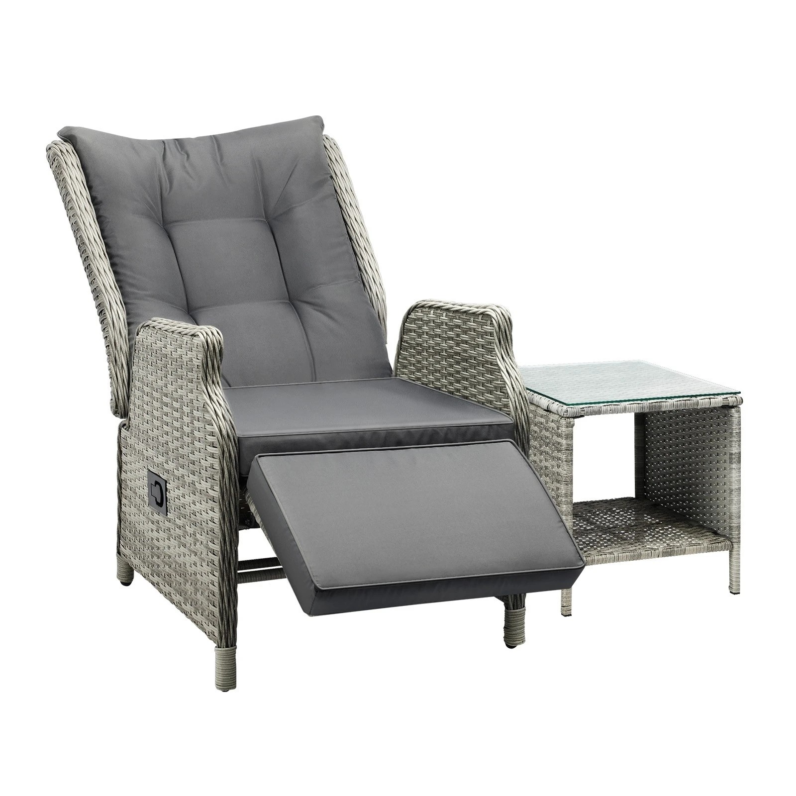1 Livsip Outoodr Recliner Chair Sun Lounge & Table Set Utdoor Furniture Patio Sofa
 - Grey, 1 of 10