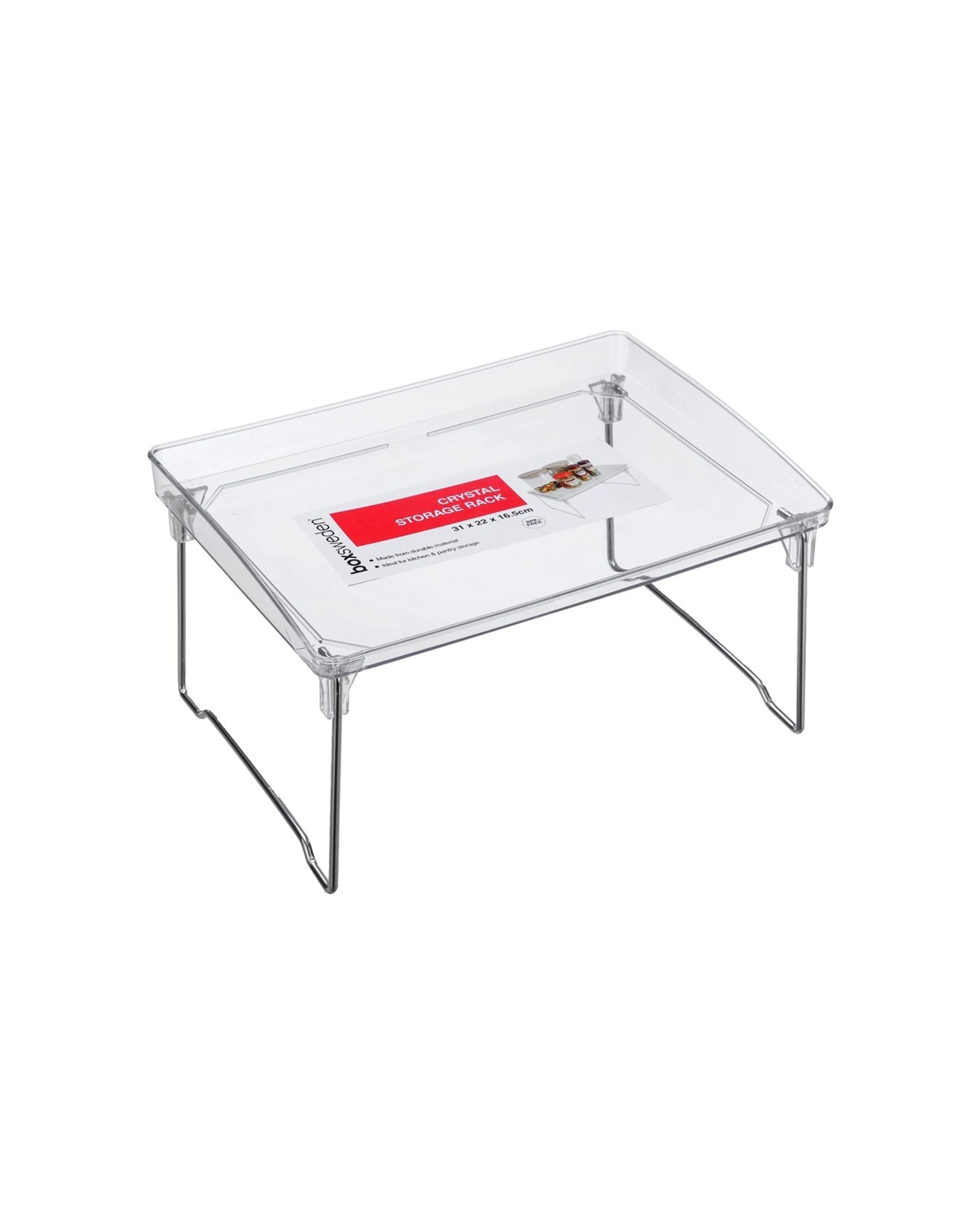 2 Boxsweden 6PK Boxsweden Crystal Elevated Storage Rack Handles Durable Plastic
 - plain, 2 of 4