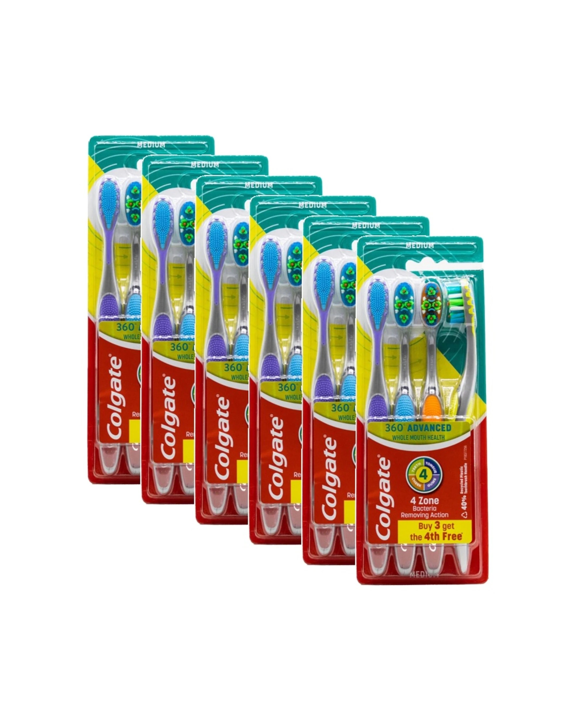 1 Colgate 360 Advanced Toothbrushes Tongue and Cheek Cleaner Medium 6PK Dental Care - Multi, 1 of 3