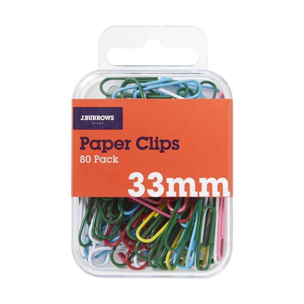 3 J.Burrows 33mm Paper Clips Assorted 80 Pack, 3 of 3