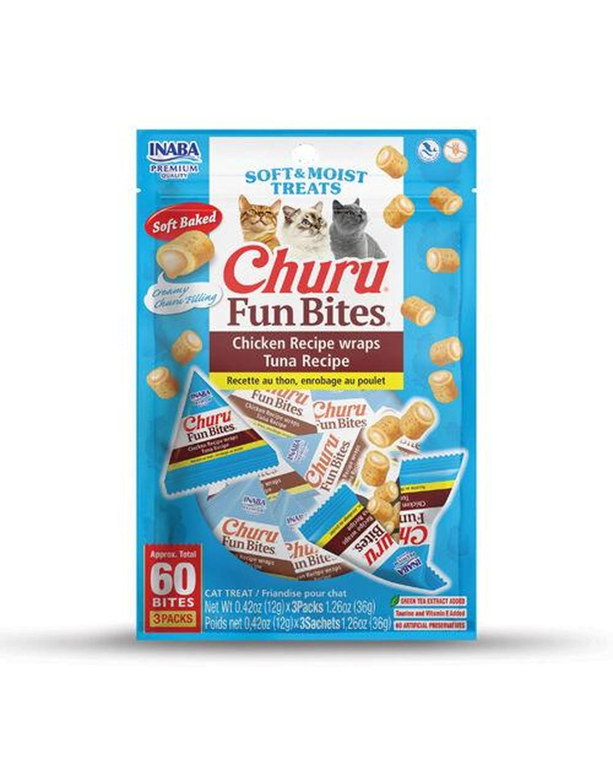 1 Inaba Churu Fun Bite Cat Treats Chicken Recipe Wraps Tuna Recipe 6 x 36g, 1 of 5
