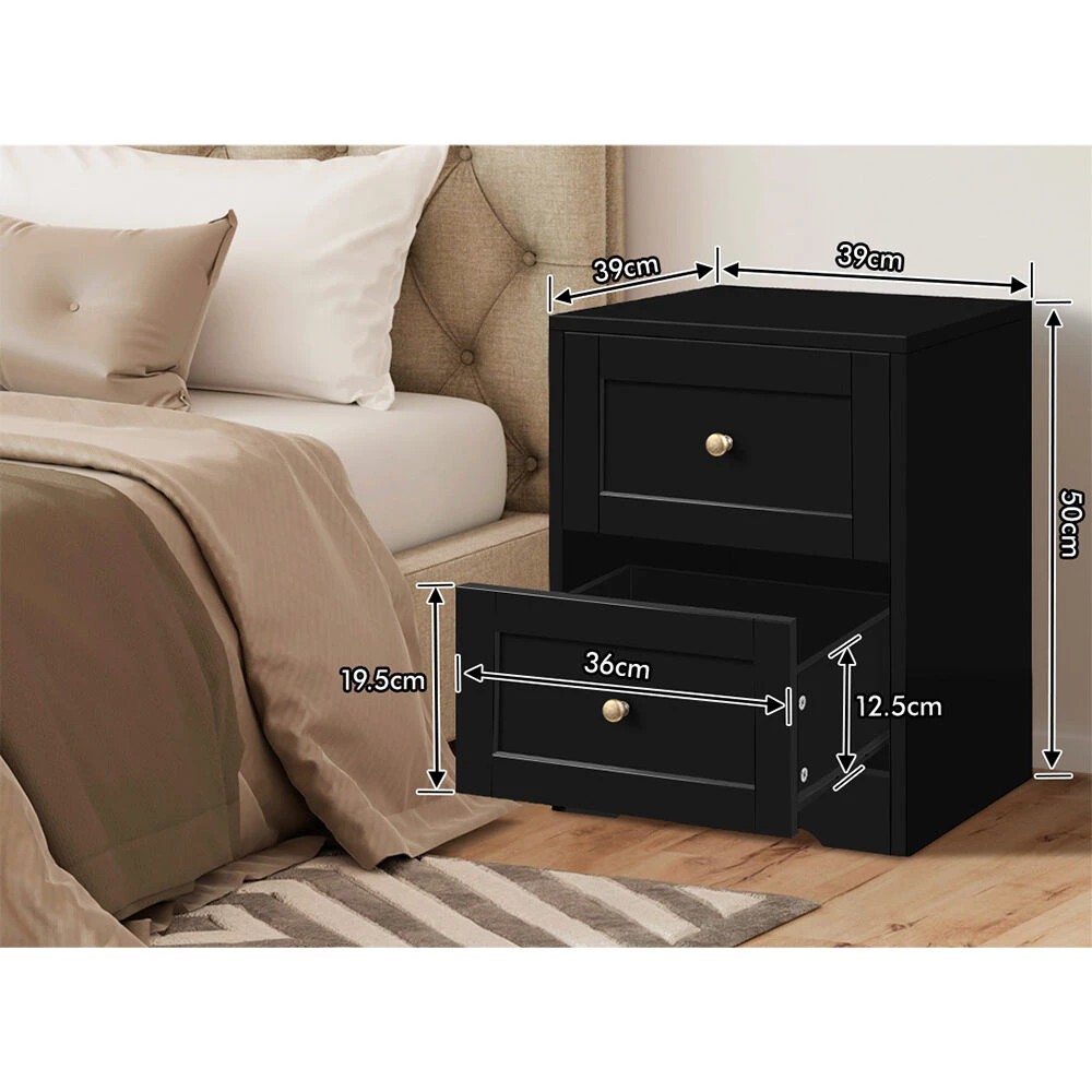 9 Alfordson Bedside Table Hamptons Nightstand Storage Side End Cabinet - Black, 9 of 10