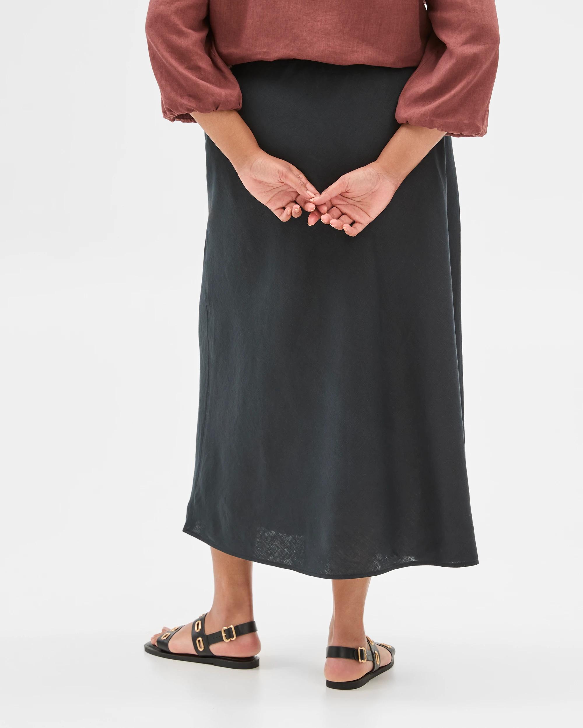 6 Target Plus Size European Linen Midi Skirt BLACK, 6 of 6