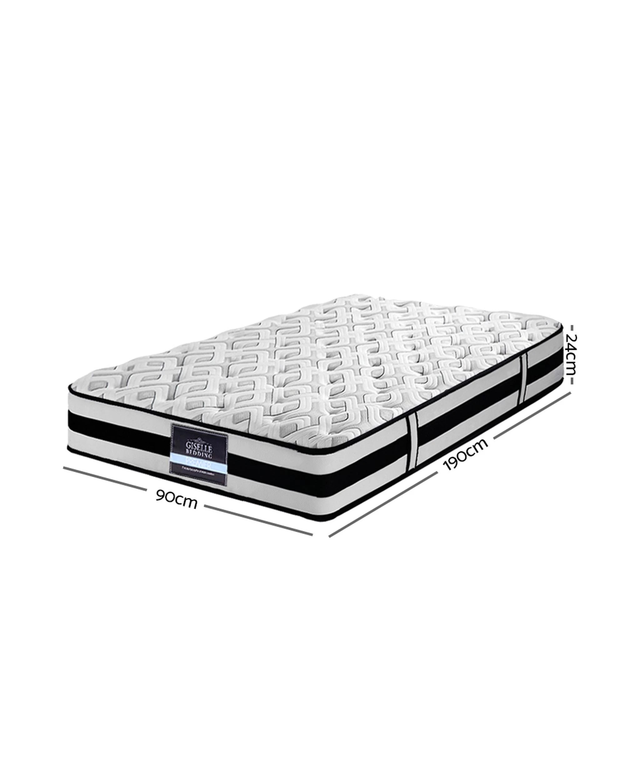 2 Giselle Bedding 24cm Mattress Super Firm Single - Single Bed - White, 2 of 8