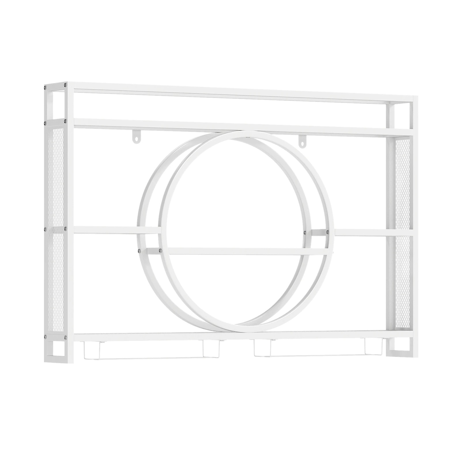 1 Costway Wall Mount Wine Rack Glass Bottle Holder Bar Shelf 80kg - White, 1 of 1